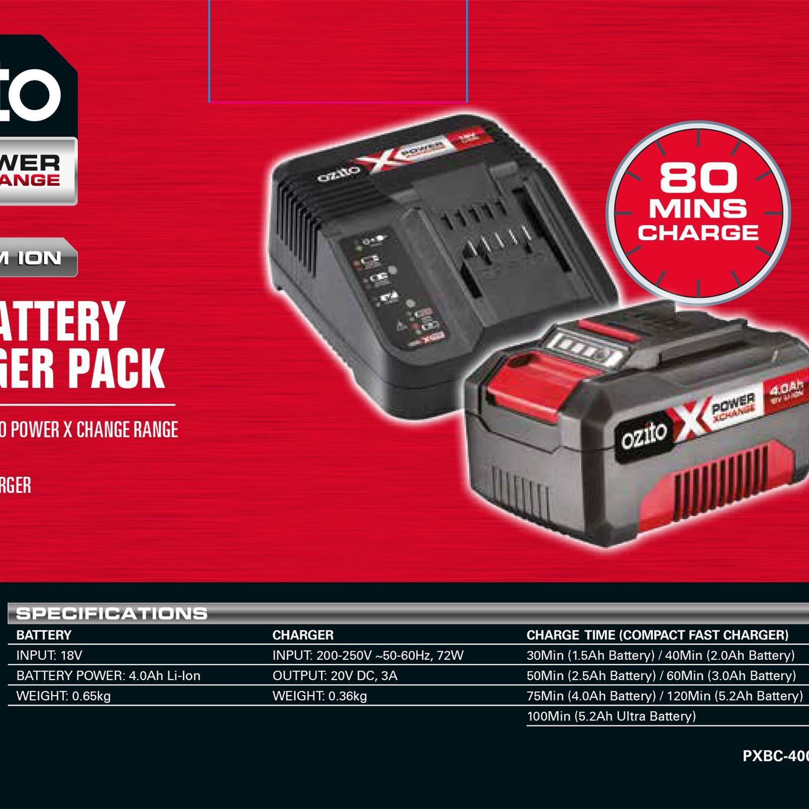 Ozito PXC 18V 4.0Ah Battery And Charger Pack Bunnings New Zealand