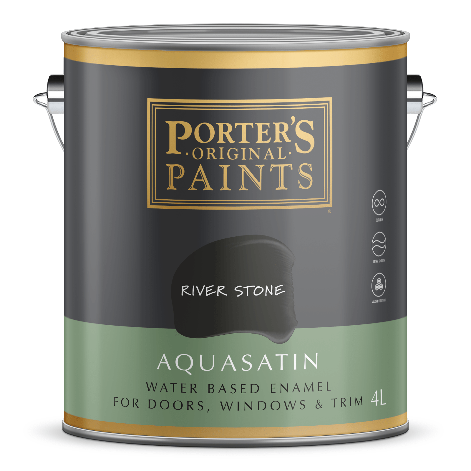 Porter's 4L Aquasatin Enamel River Stone Washable Paint Bunnings New
