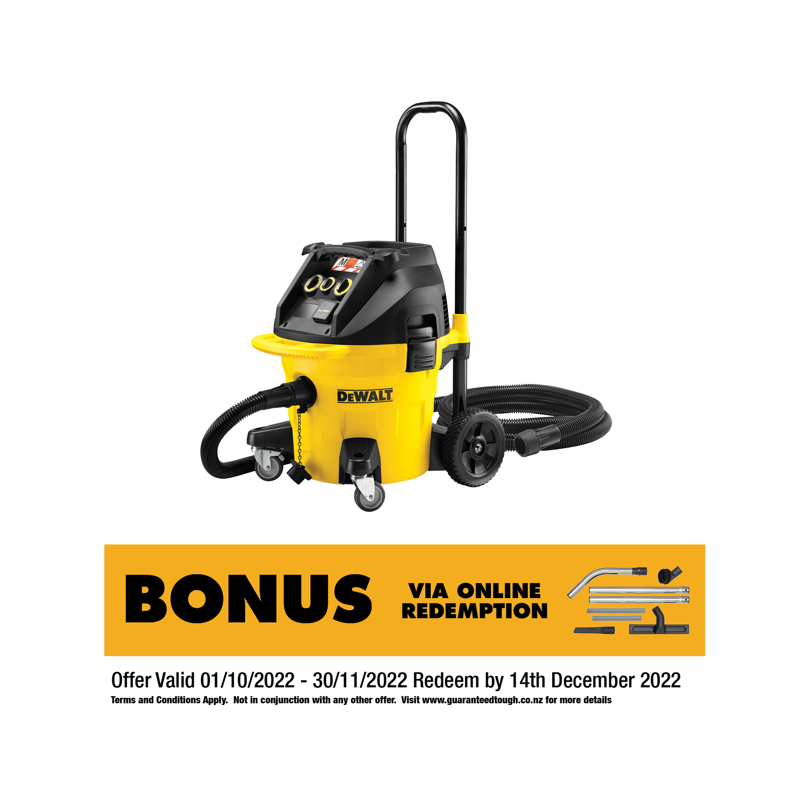 DeWALT 38L M Class Wet/Dry Dust Extractor Vacuum Bunnings New Zealand