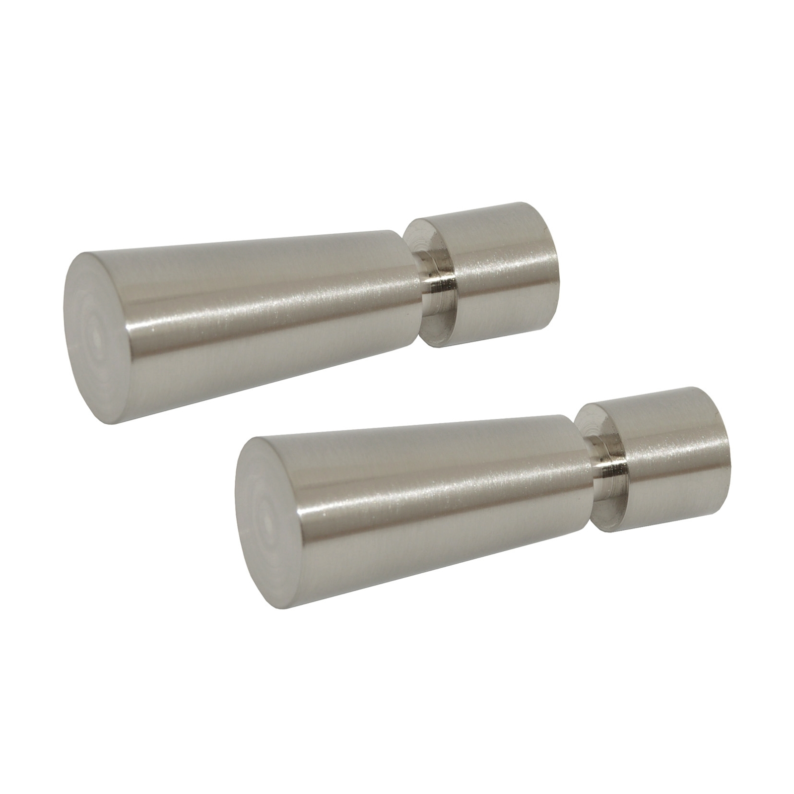 Pillar 16mm Brushed Chrome Curtain Rod Trumpet Finial 2 Pack