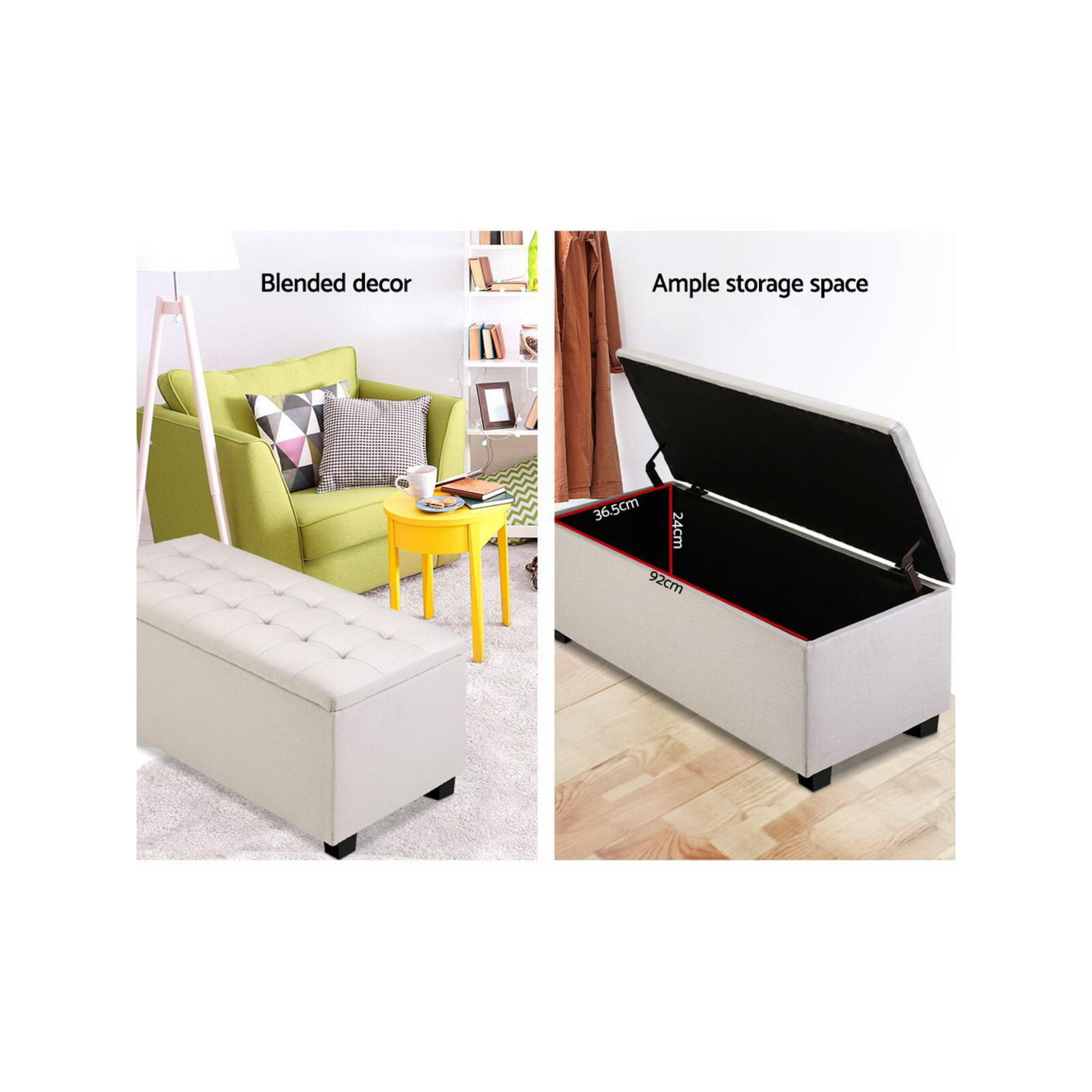 Artiss Storage Ottoman Blanket Box Large Seat Fabric Foot Stool Chest