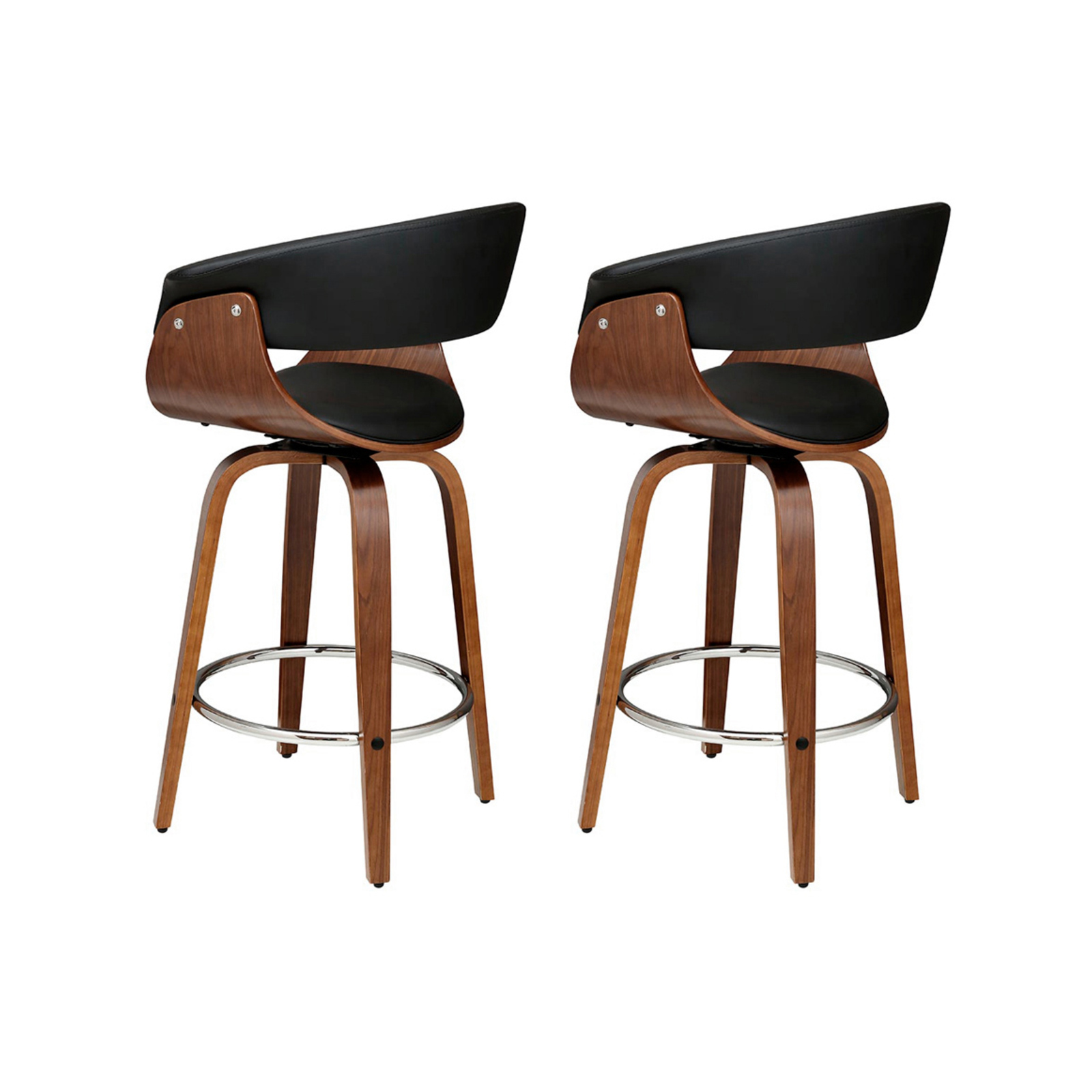 Artiss Bar Stools Kitchen Stool Wooden Black Leather CASSIUS x2 Bunnings Australia