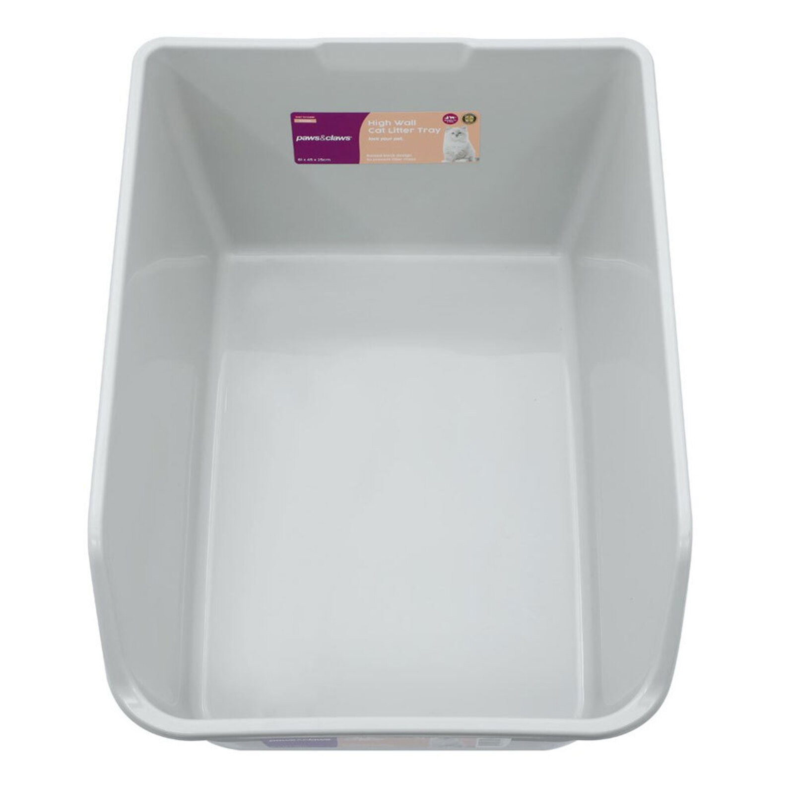 Paws & Claws High Wall 61cm Pet Cat/Kitten Waste Litter Tray w/ Raised