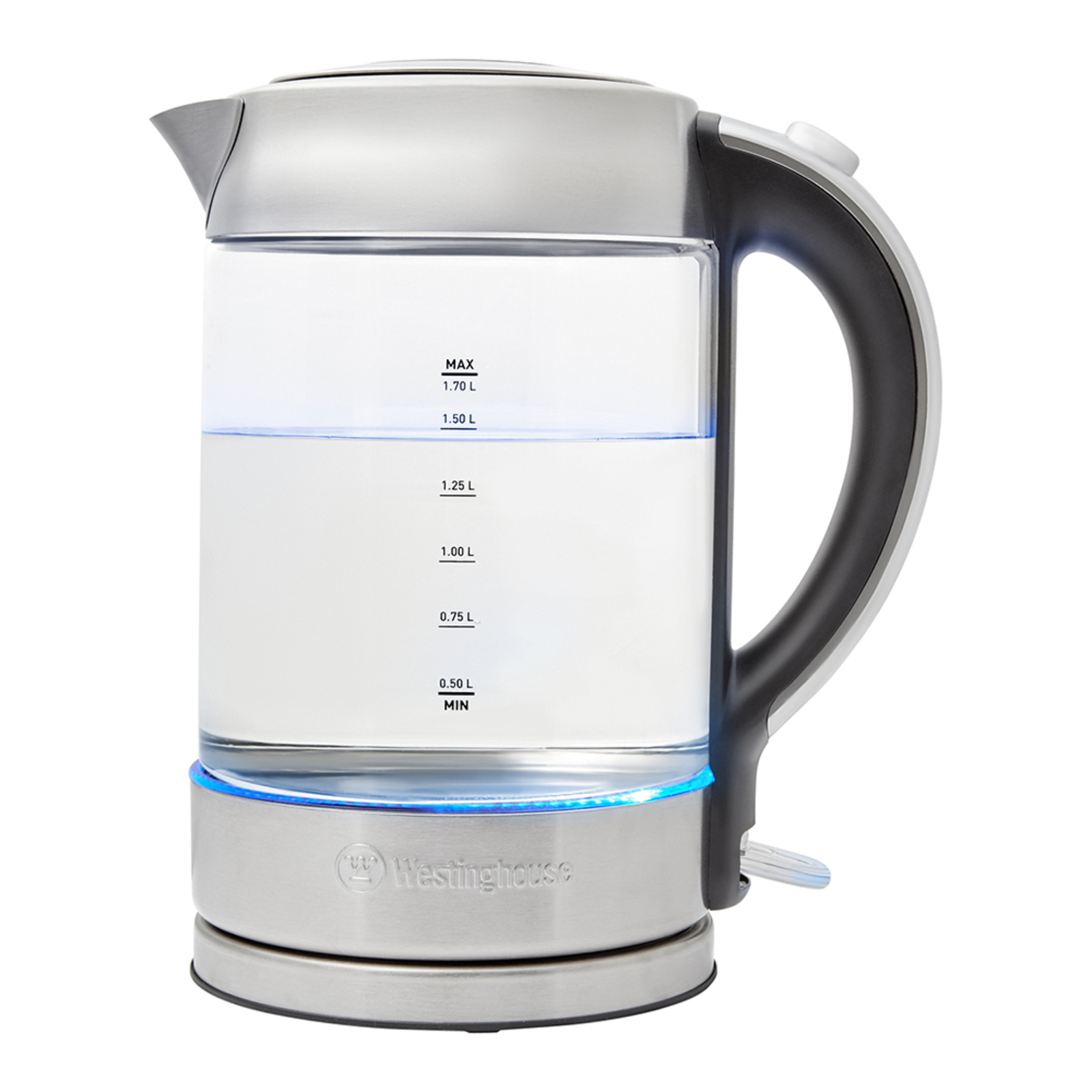 Westinghouse 1.7L 2200W Glass Electric Cordless Kettle Silver