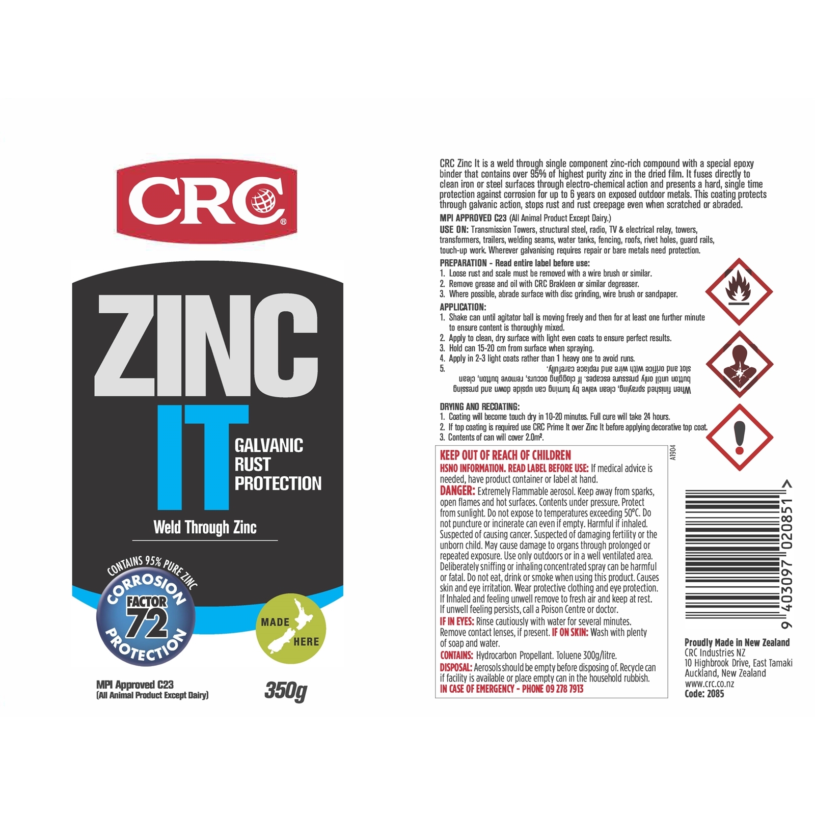 CRC 350g Zinc It Bunnings New Zealand