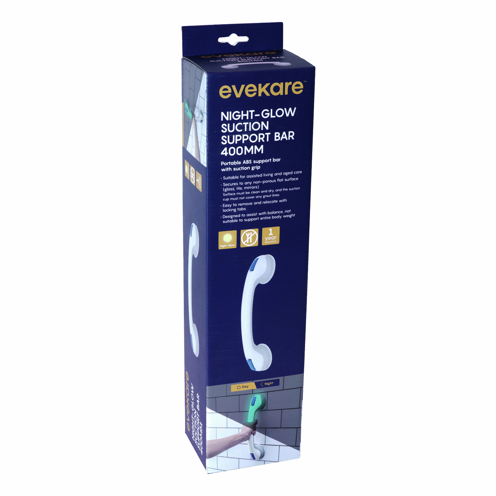 evekare 400mm NightGlow Suction Support Bar Bunnings Australia