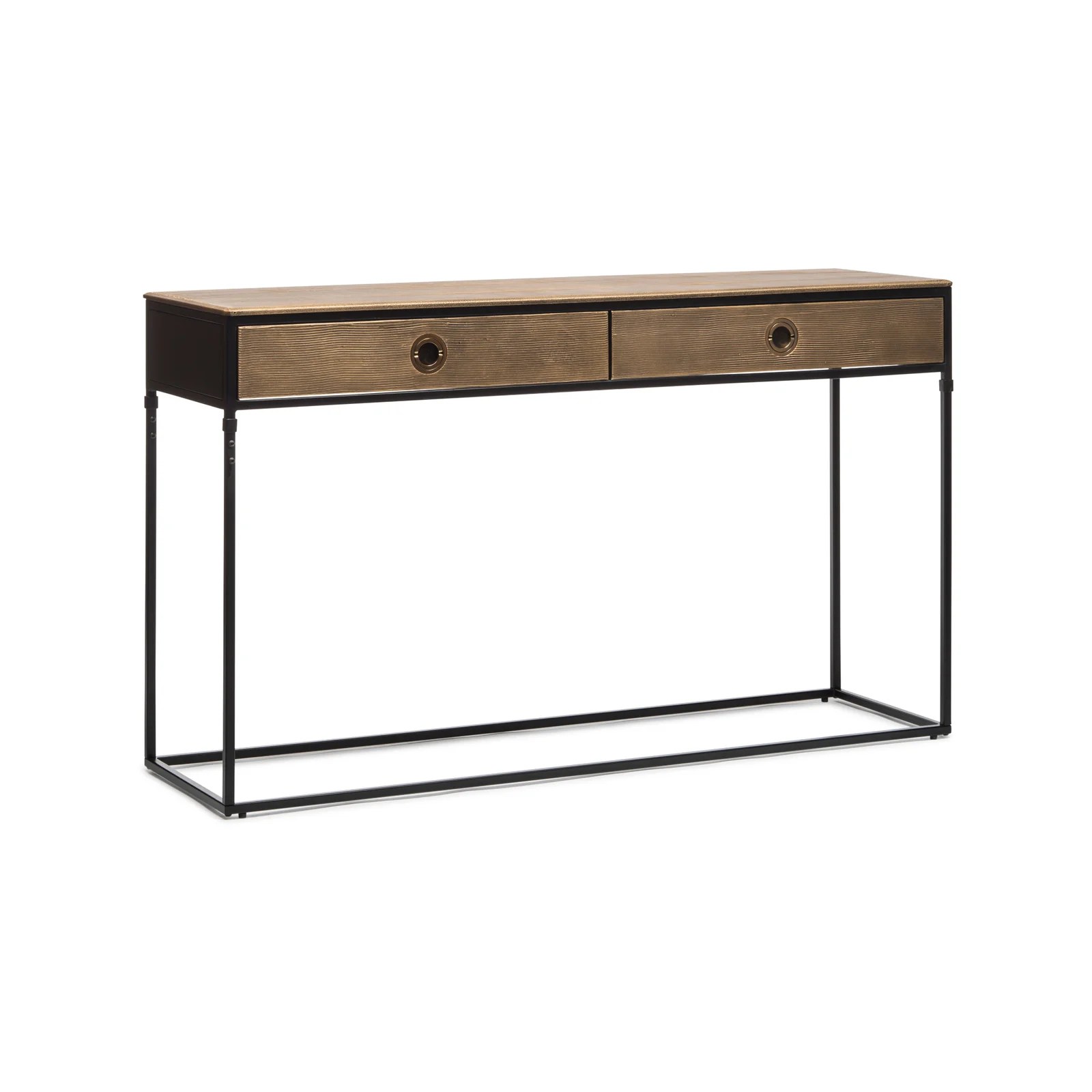 Lirash Contemporary Black Gold Hallway Console Table with 2 Storage