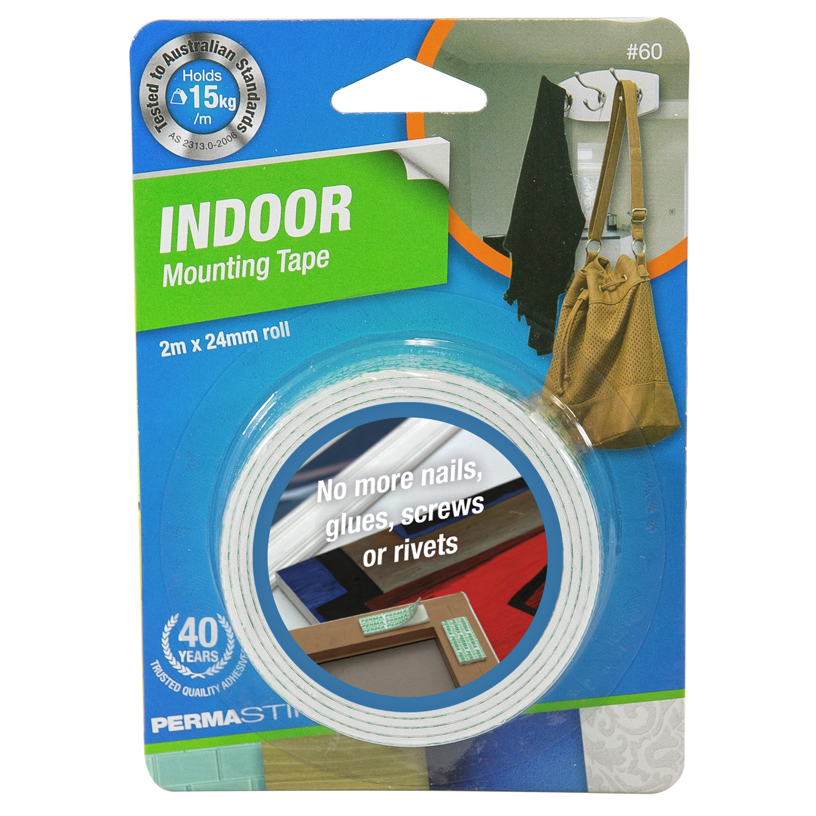 Permastik 2m x 24mm Indoor Mounting Tape Roll Bunnings
