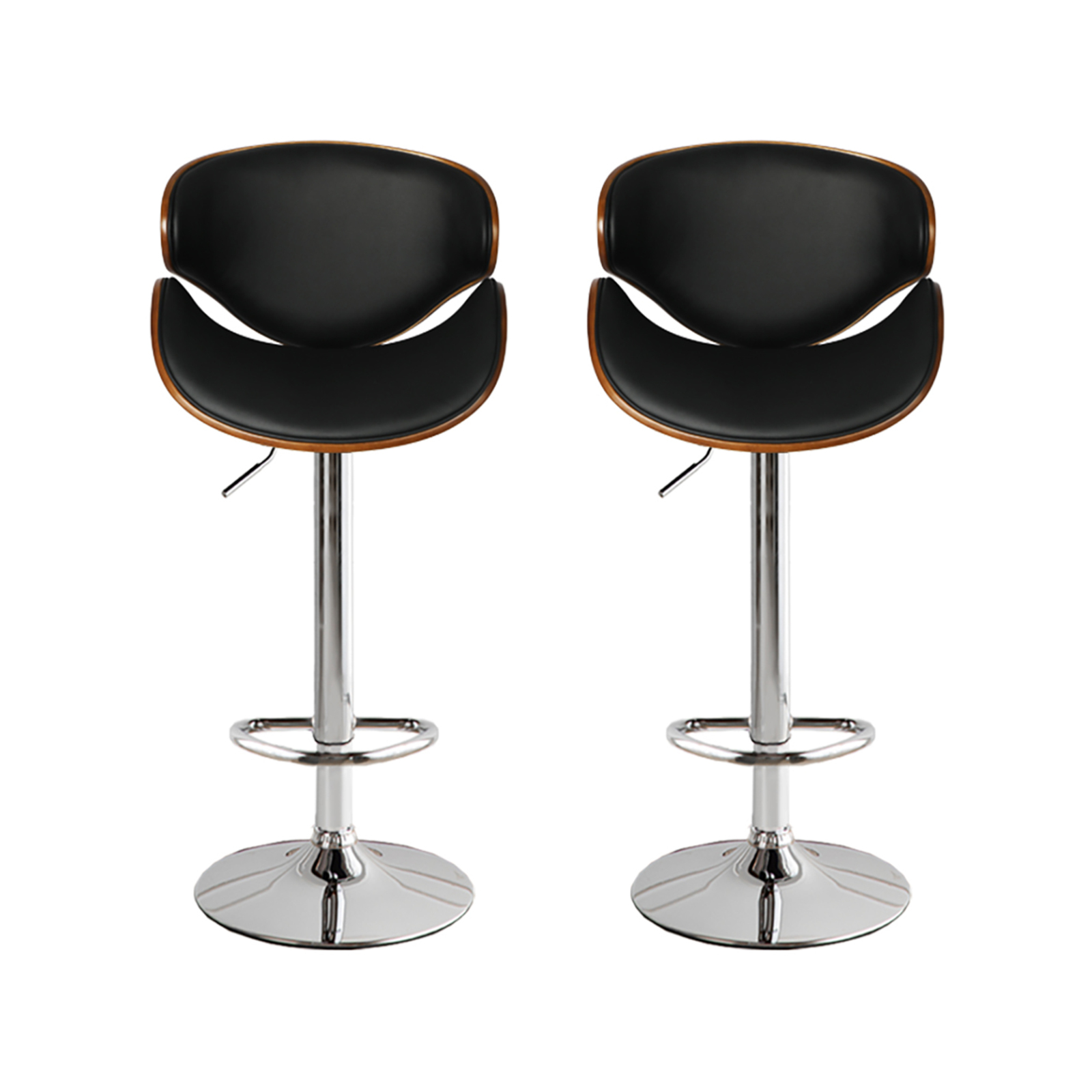 1x Levede Gas Lift Kitchen Bar Stool Black Silver Type 2 Bunnings