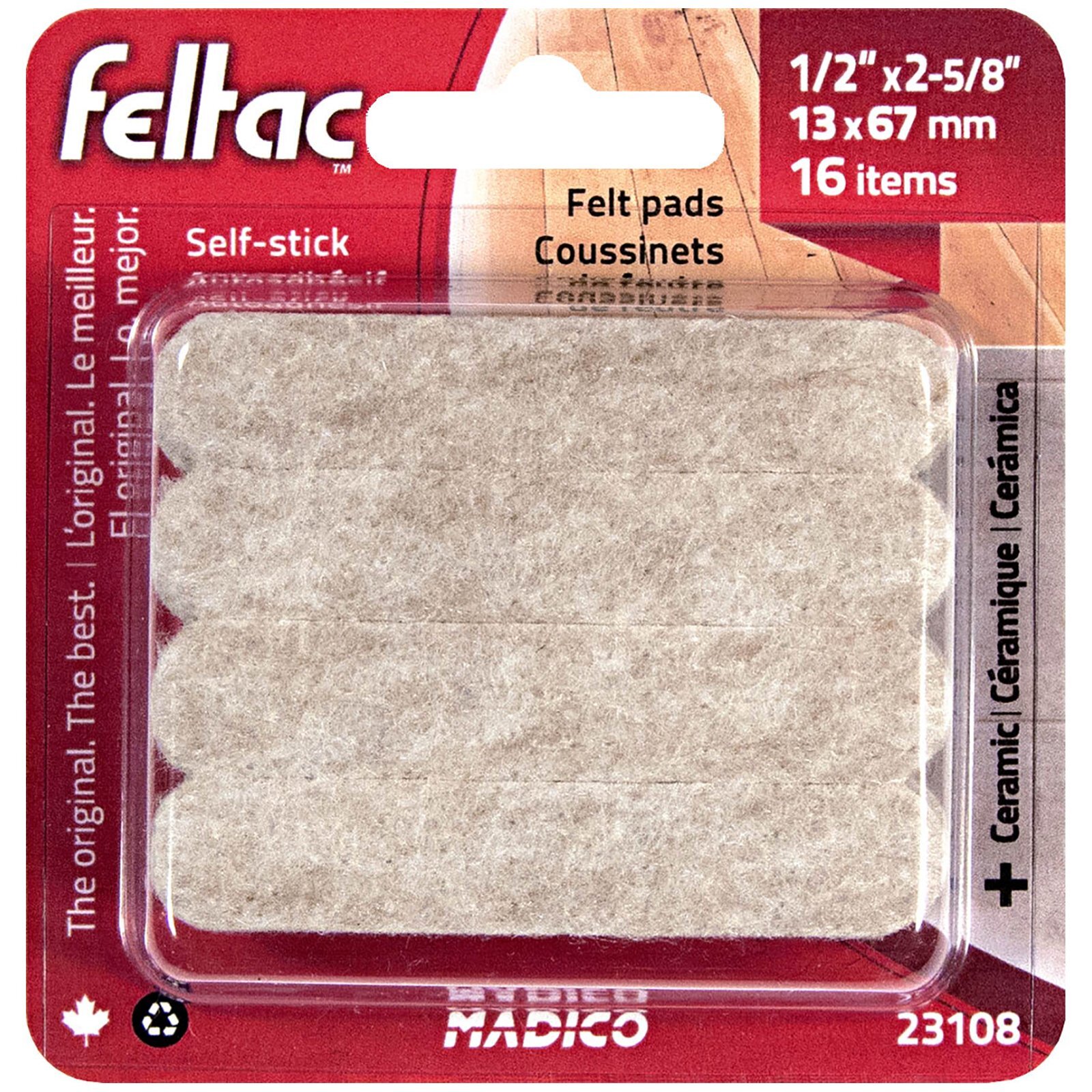 Madico 13 x 67mm Beige Feltac Floor Protection Strip 16 Pack