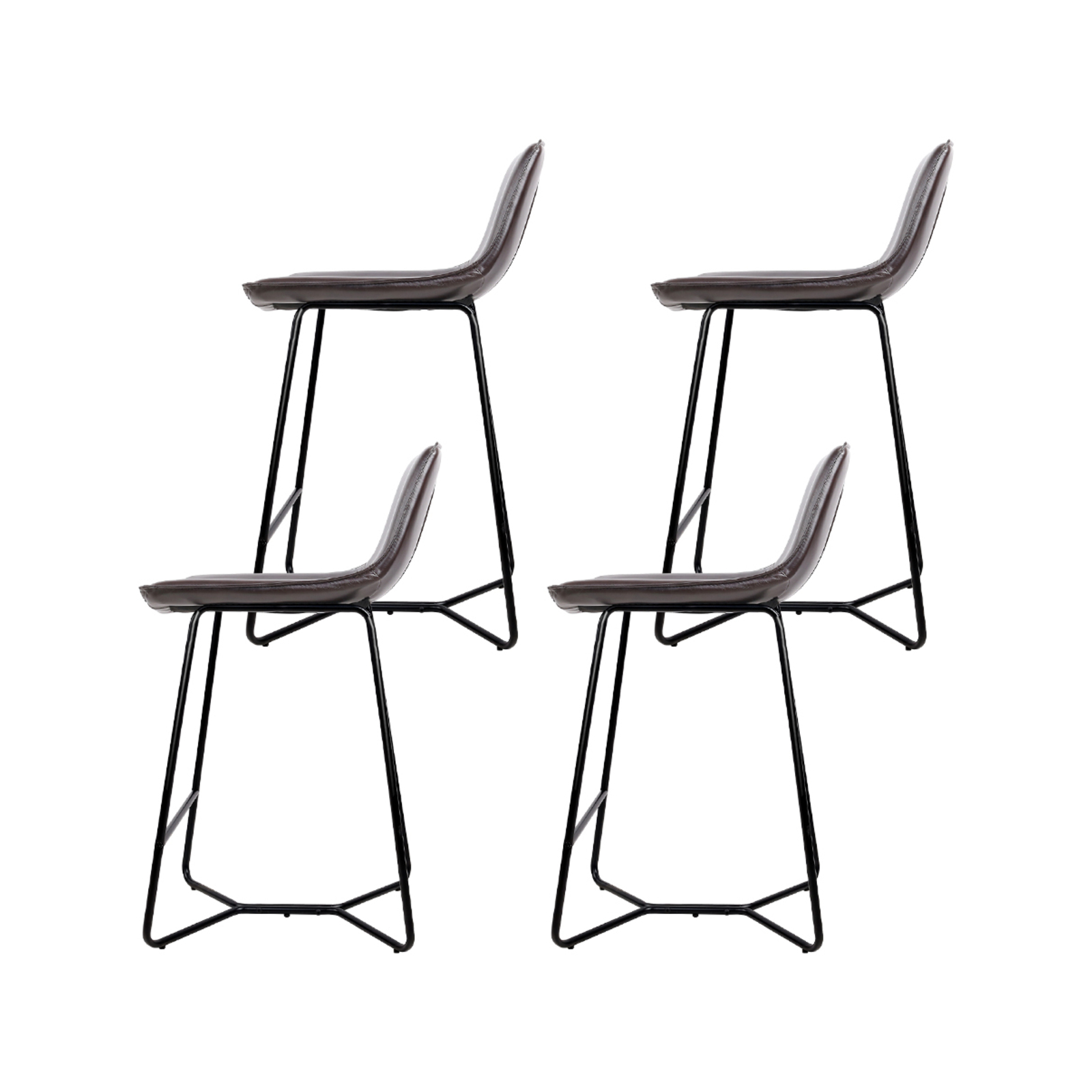 Artiss 4x LEANNE Kitchen Bar Stool Leather Dining Chair Metal Black