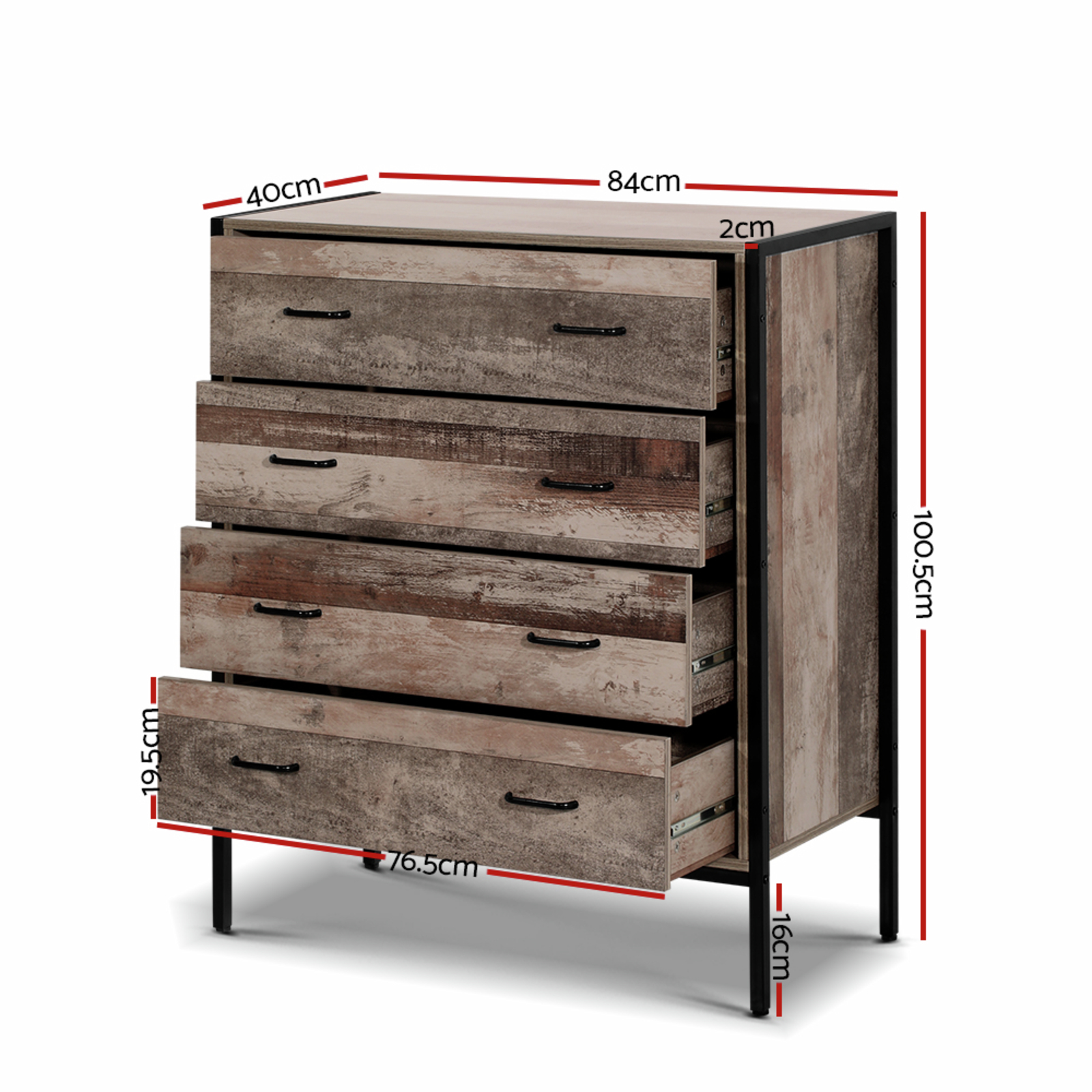 Artiss Industrial Rustic Chest of Drawers Bunnings Australia