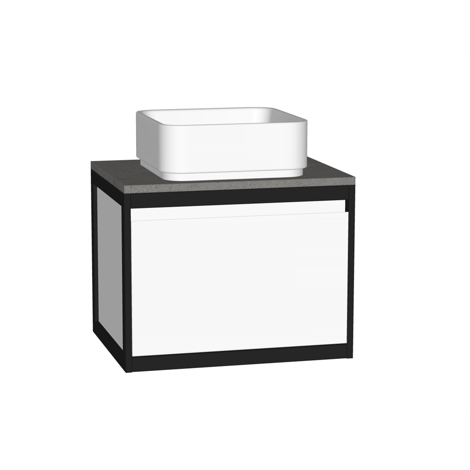 Forme The Edge 600mm Vanity Wall Hung in White Gloss & Black Frame with