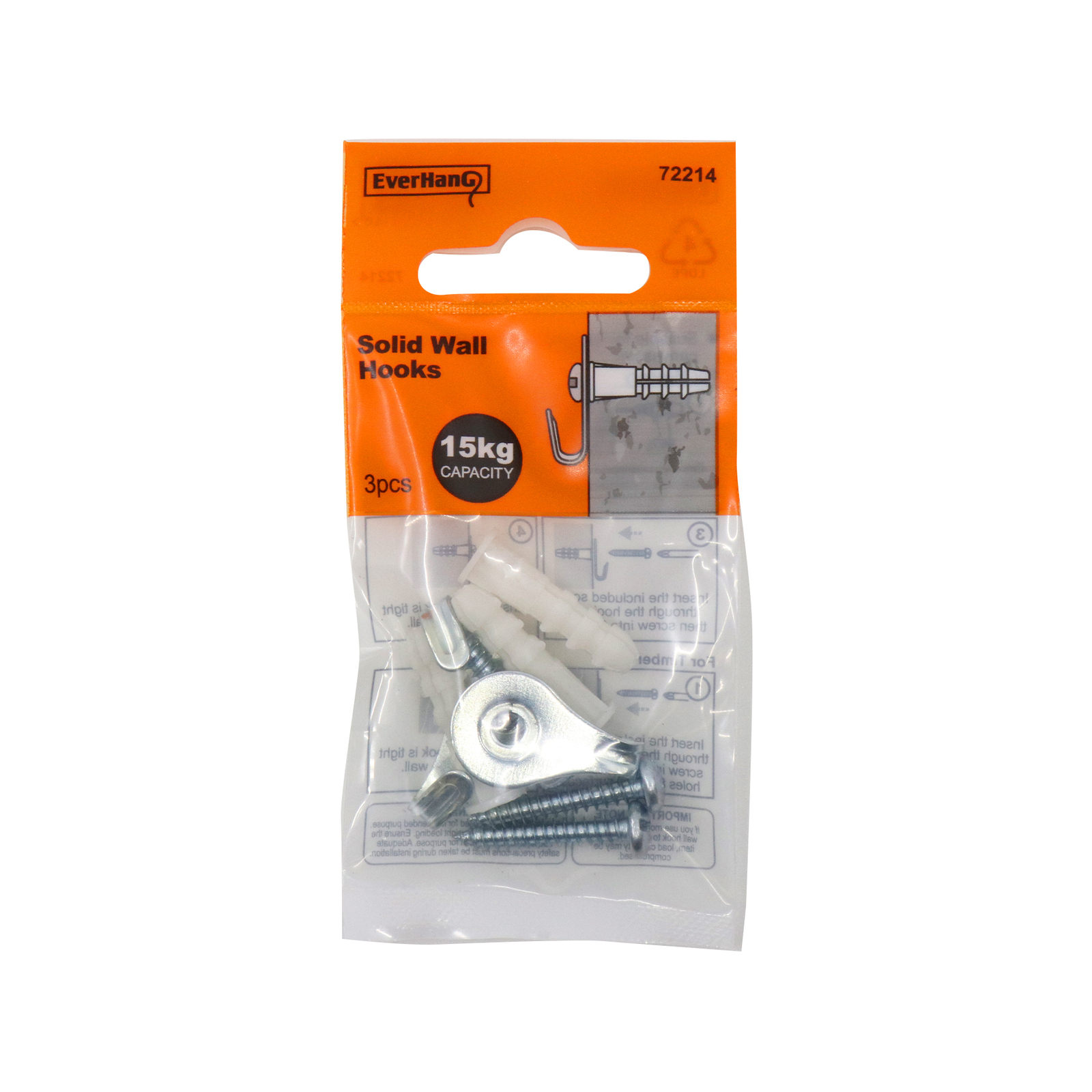 Everhang 15kg Solid Picture Hanging Wall Hook 3 Pack Bunnings Australia