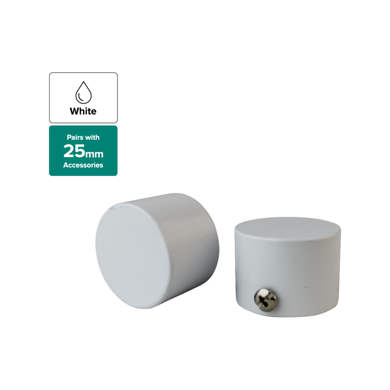 Pillar 25mm White Cap Curtain Rod Finial 2 Pack Bunnings Australia