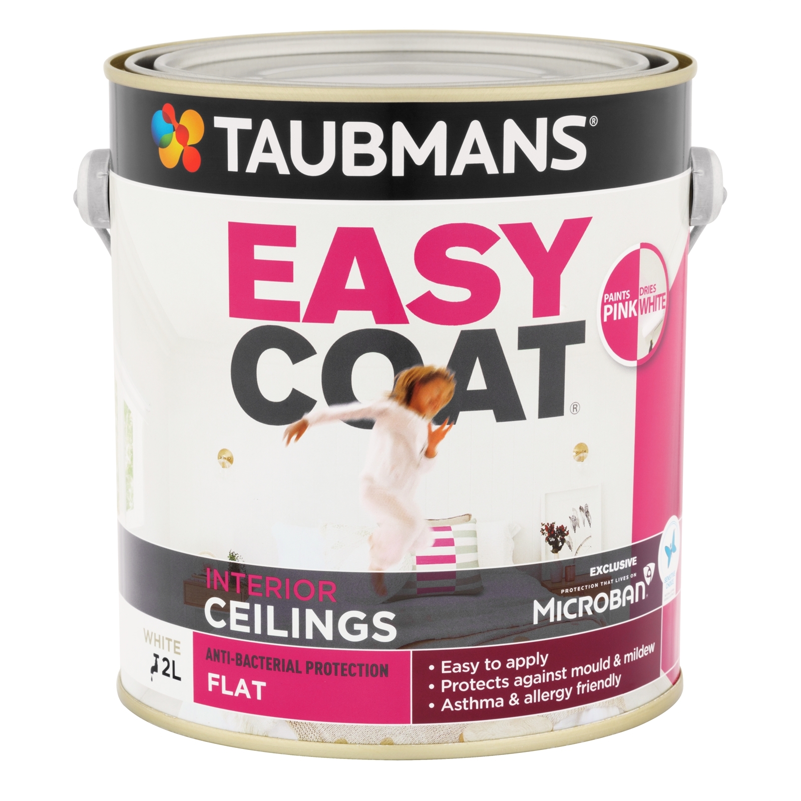 Taubmans Easycoat Flat Pink To White Ceiling Paint 2L Bunnings
