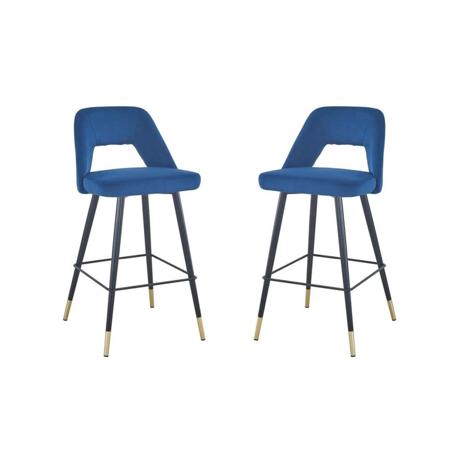HomeStar Set Of 2 Delphi Velvet Fabric Kitchen Bar Stool Blue