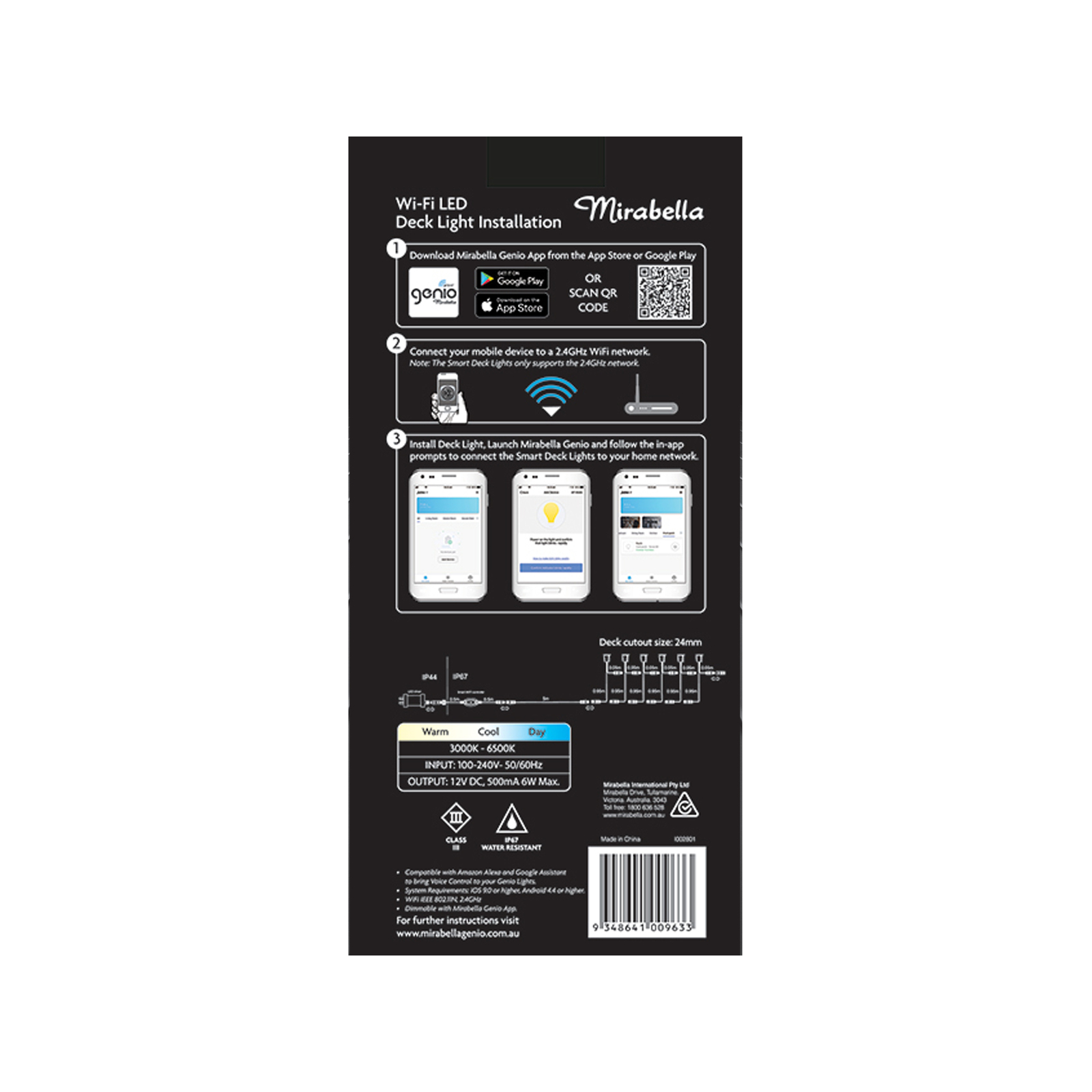 Mirabella Genio 30mm Stainless Steel WiFi 6 LED Deck Lights Kit Bunnings Australia