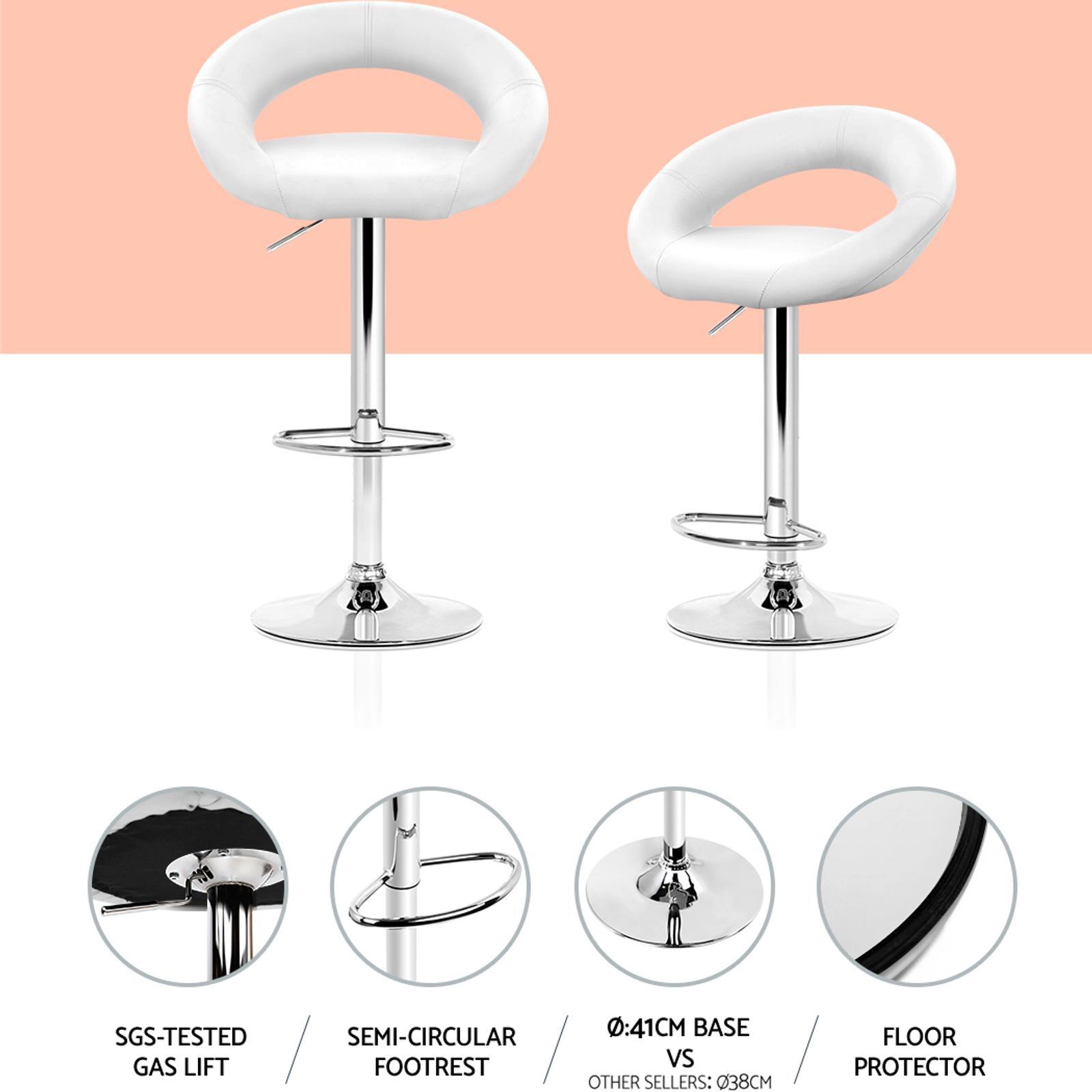 Artiss Set of 2 PU Leather Bar Stools White Bunnings Australia