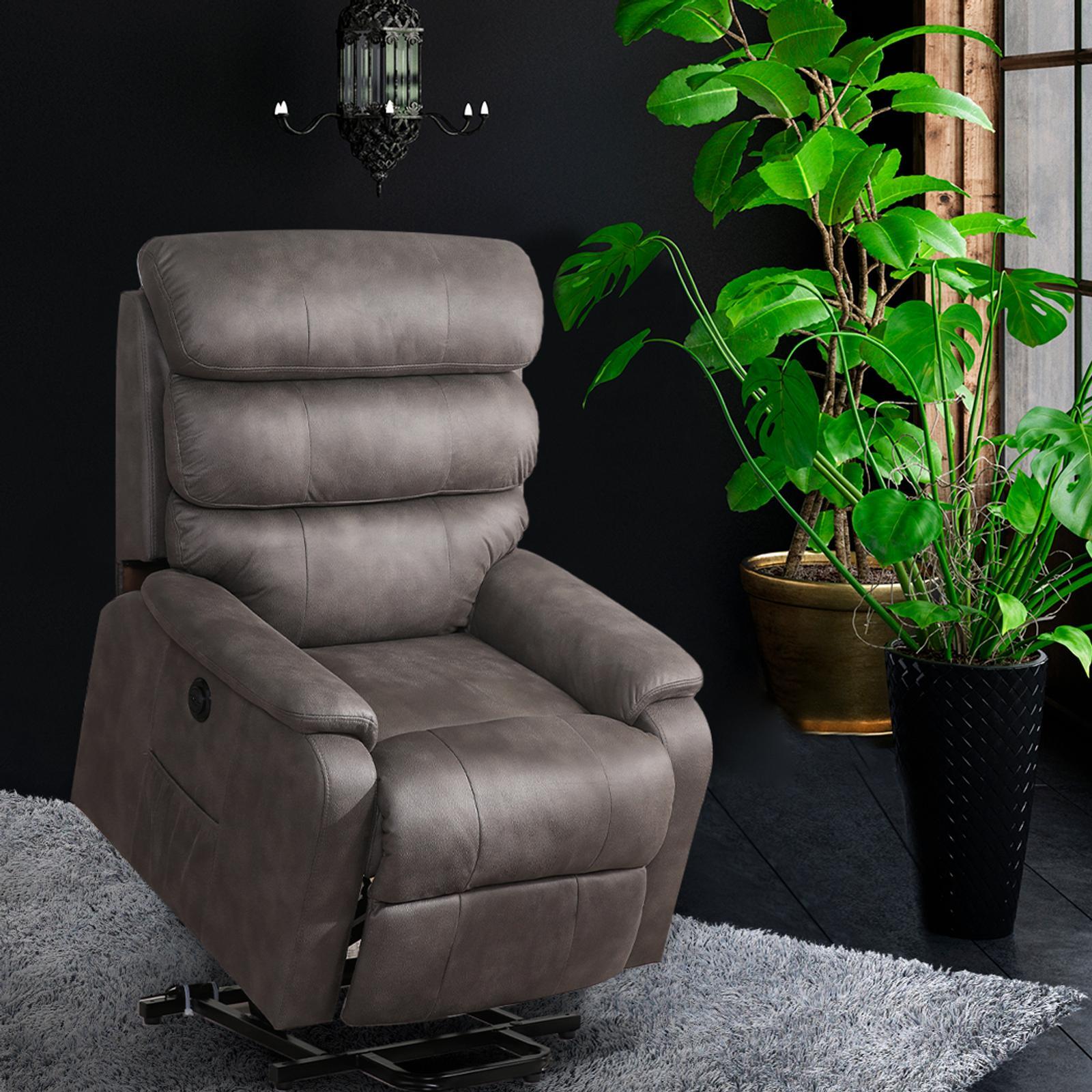 Levede Recliner Chair Electric Lift Chair Armchair Lounge Sofa Grey USB