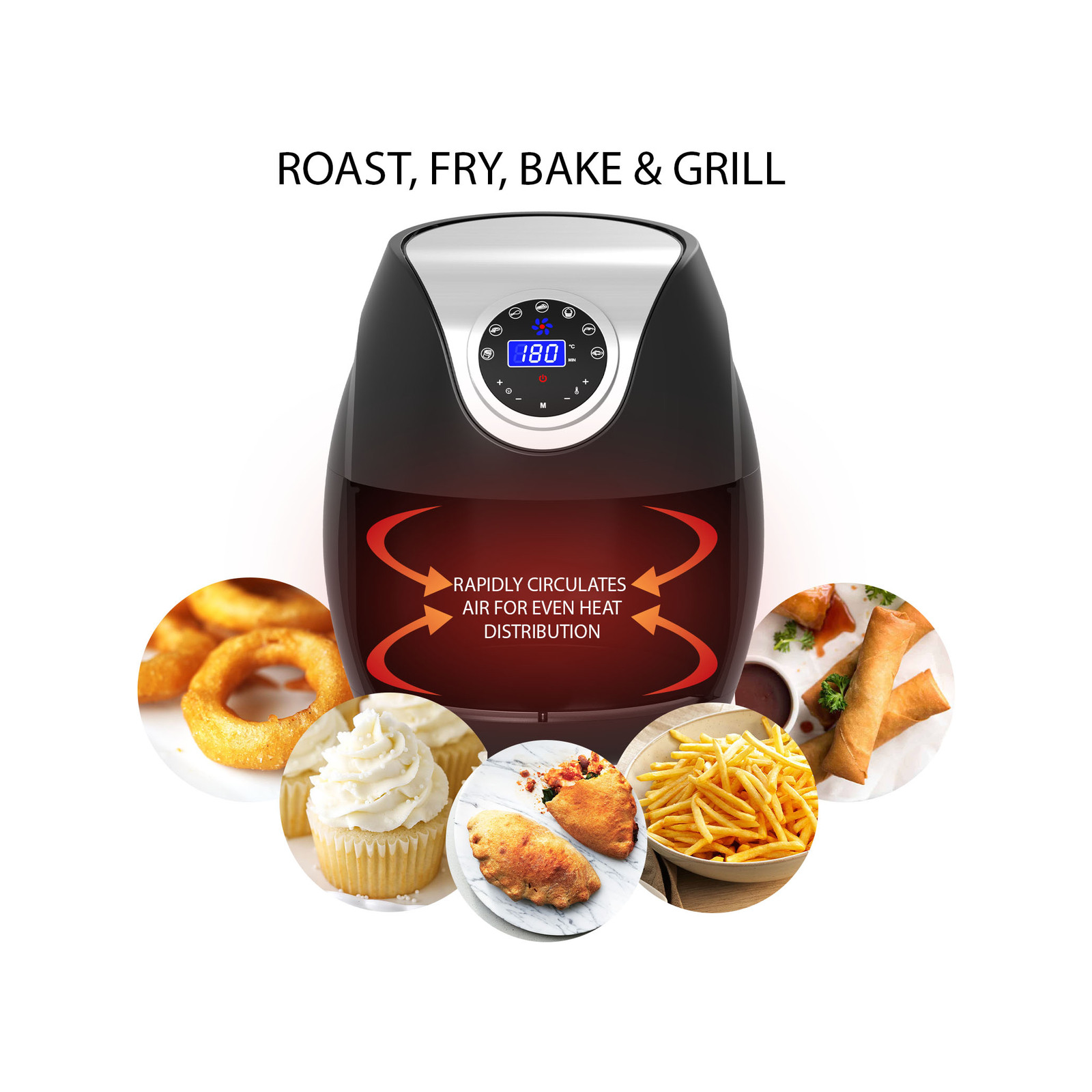 Kitchen Couture Digital Air Fryer 7L LED Display Low Fat Healthy Oil