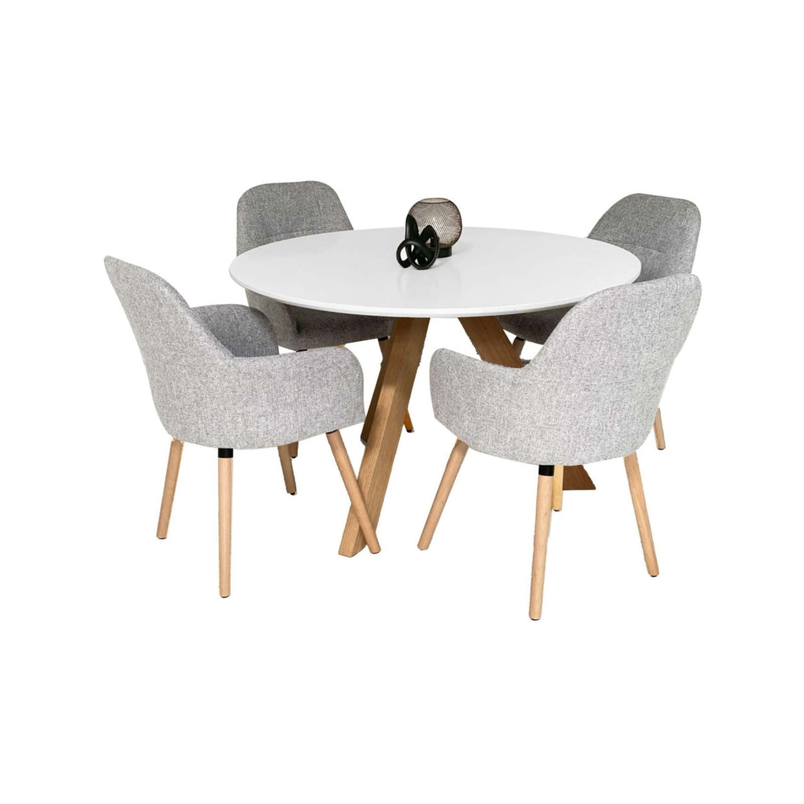 HomeStar 5Pc Dining Set Morrison Round Dining Table 120cm W/ 4 Pc Milan