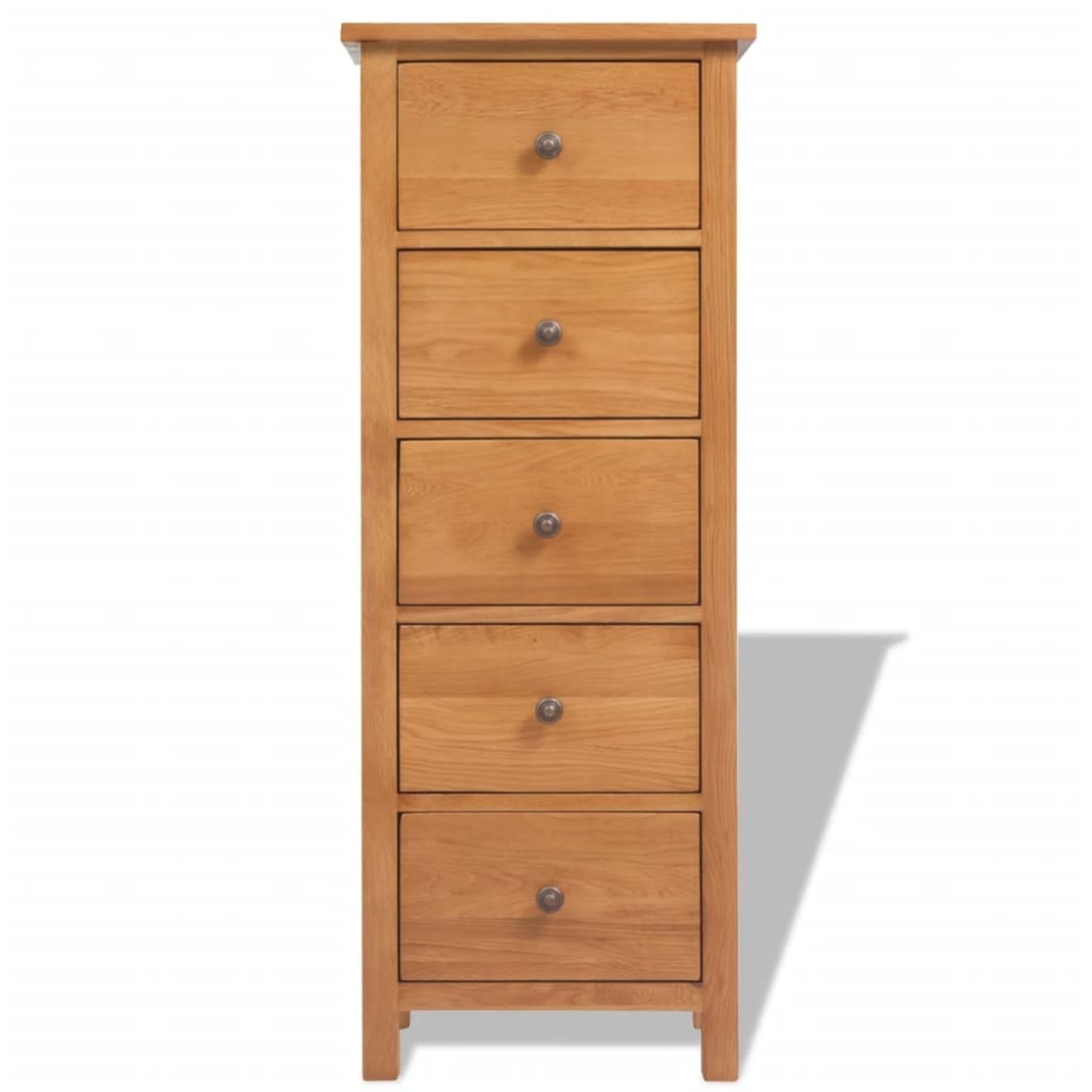 vidaXL 45 x 32 x 115cm Solid Oak Wood Tallboy Chest of Drawers