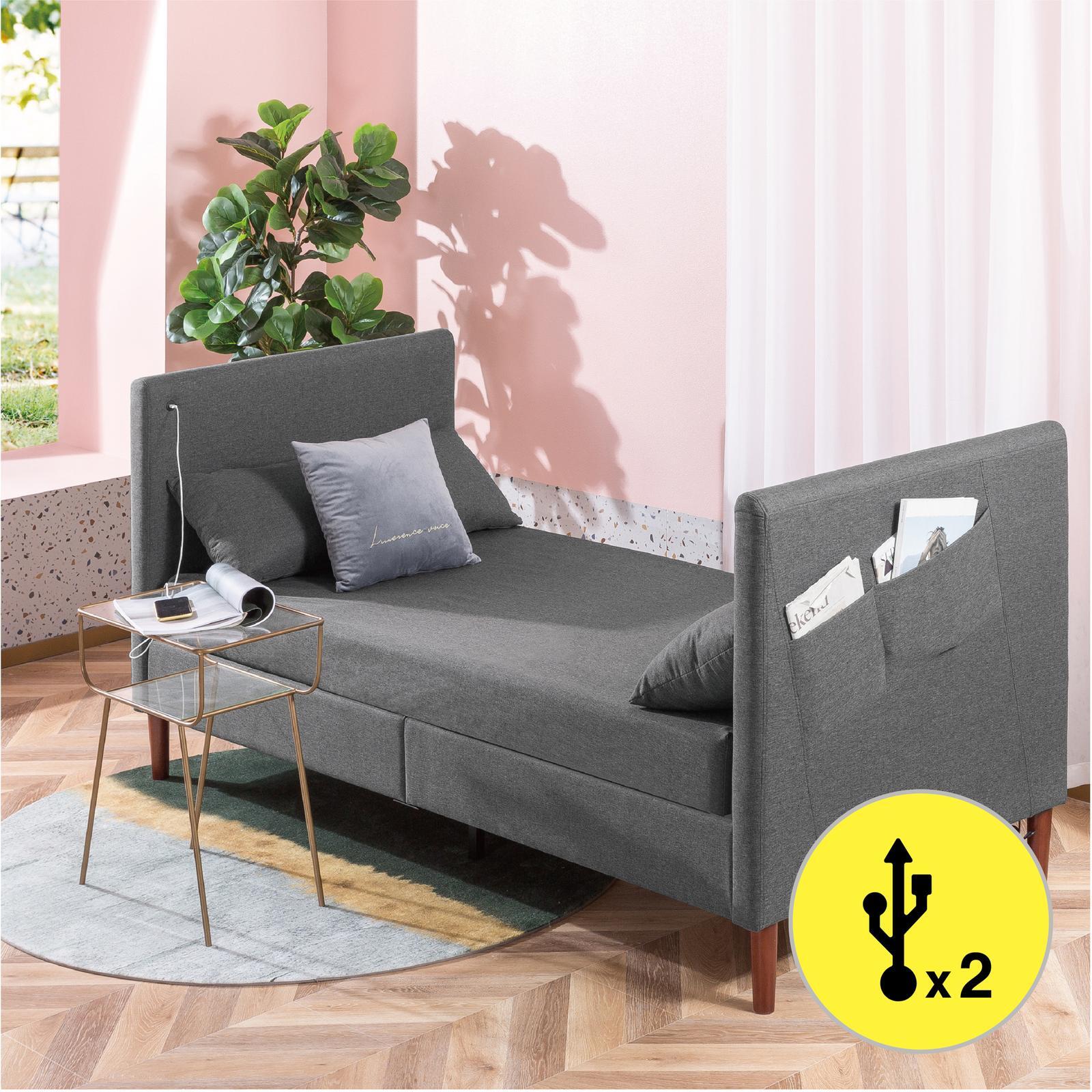 Zinus Judy Daybed with USB Ports, Pillows Included Dark Grey