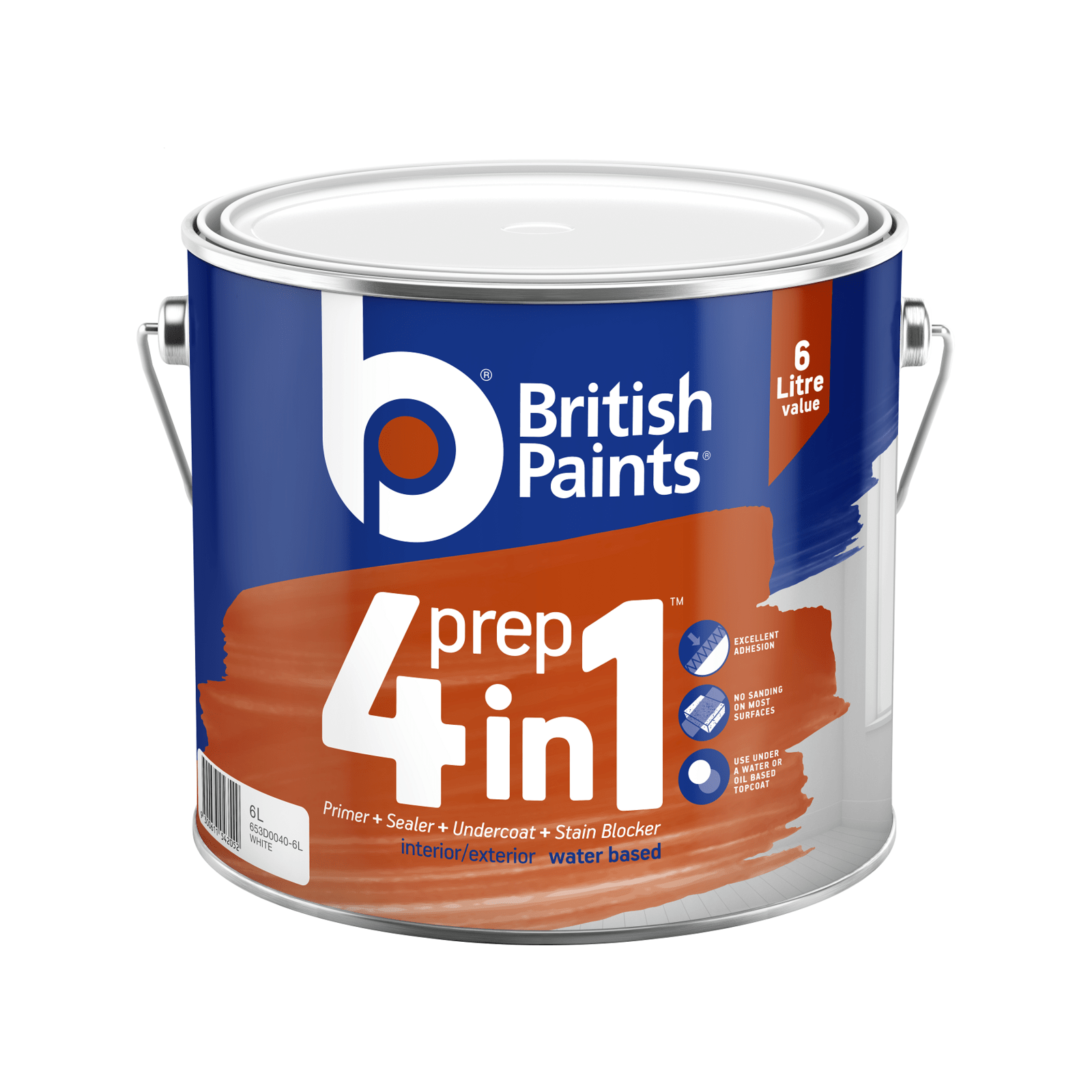 British Paints 6L White 4 In 1 Prep Water Based Primer Sealer Undercoat