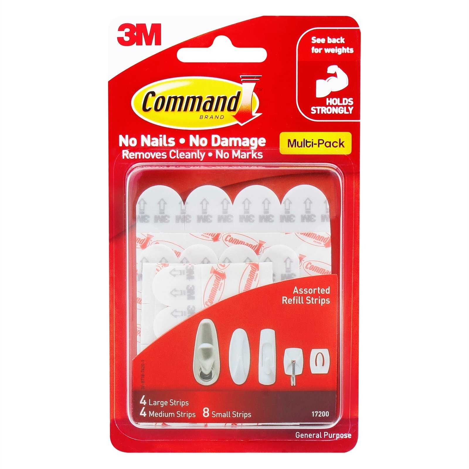 Command™ White Adhesive Assorted Refill Strips 16 Pack Bunnings