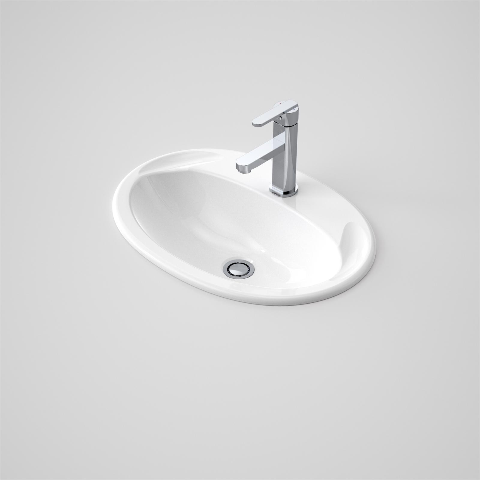 Caroma 565 x 395mm White Centro Vanity Basin With 3 Tap Holes