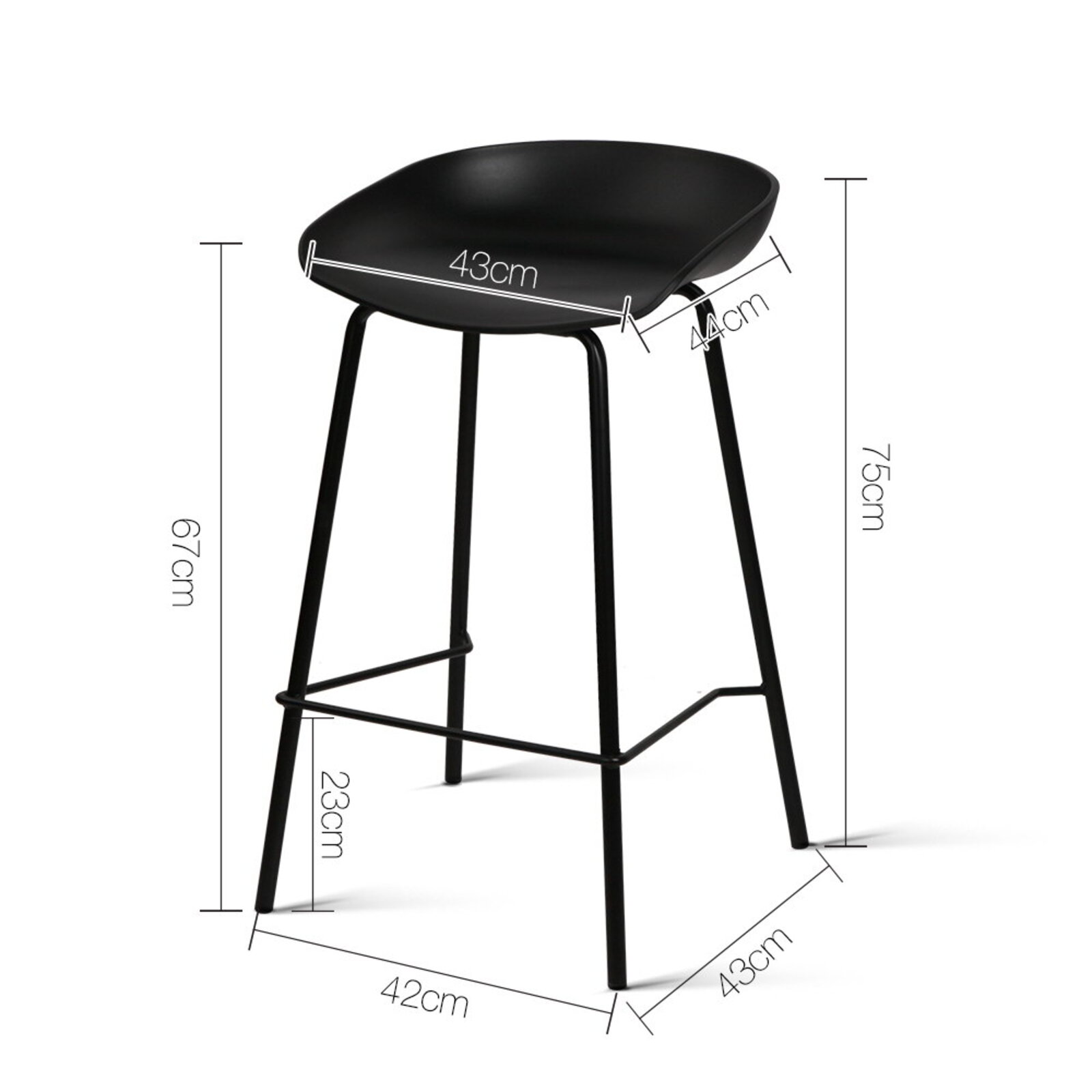 Artiss Bar Stools Kitchen Stool Metal Black Chairs FHELIP x2 Bunnings