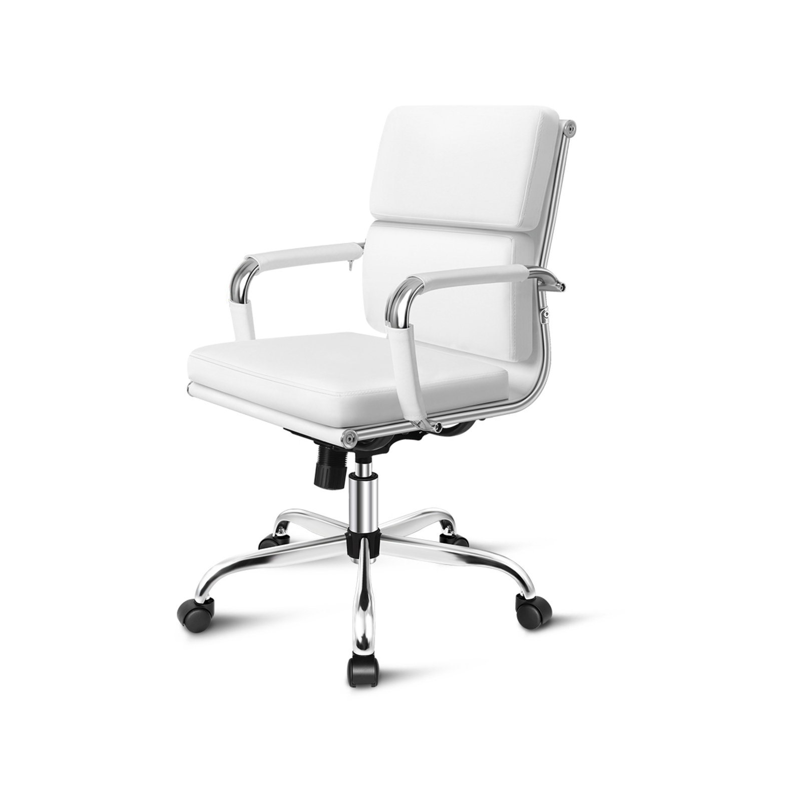 ALFORDSON Office Chair Ergonomic Paddings White Mid Back Bunnings