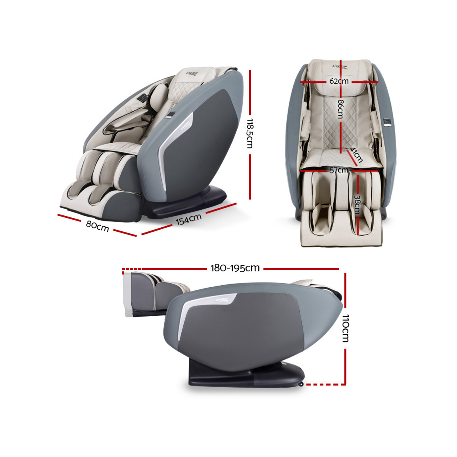 Livemor 3D Electric Massage Chair Shiatsu Navy Grey Bunnings Australia