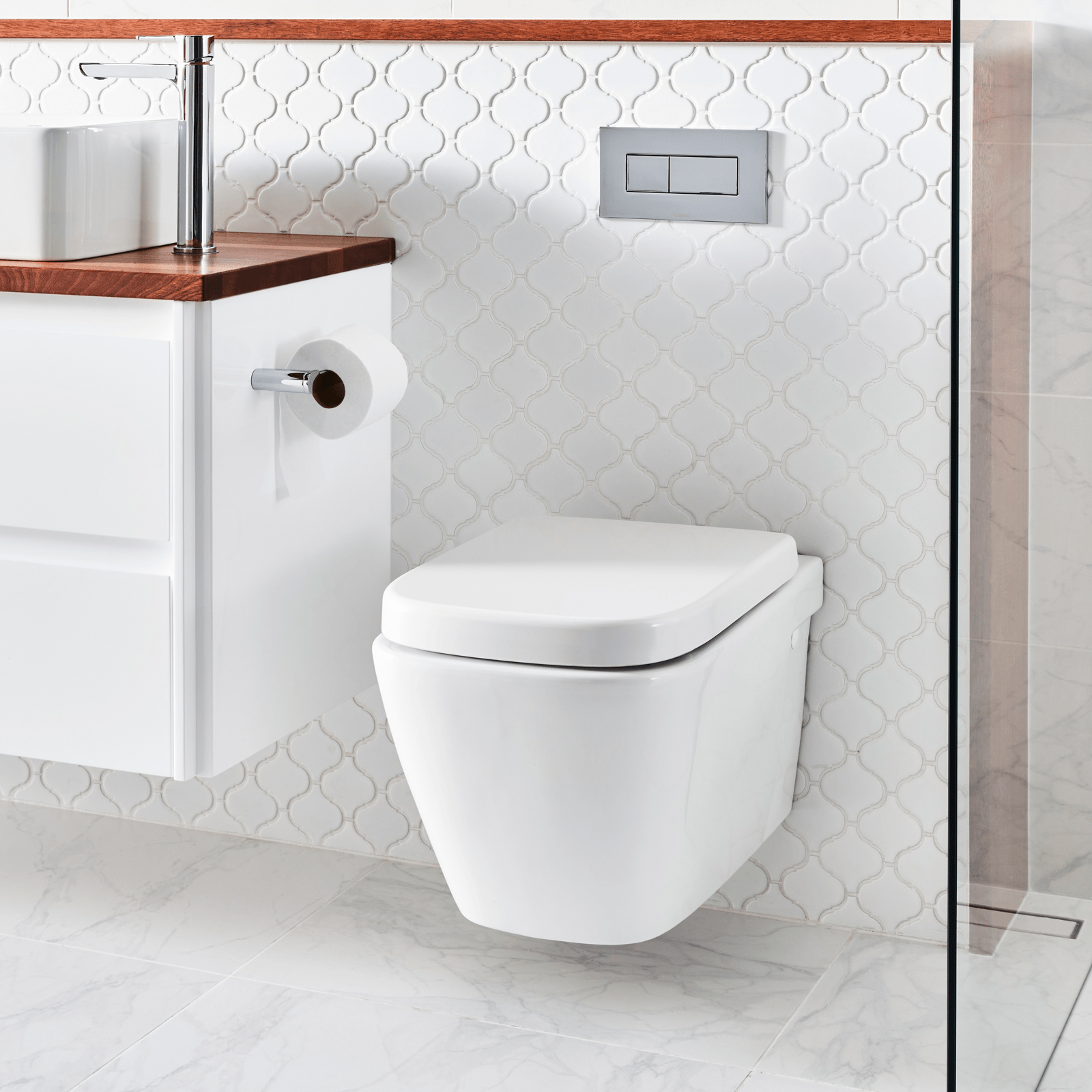 Caroma WELS 4 Star, 4.5L/Min Invisi Series II Cube Wall Hung Suite