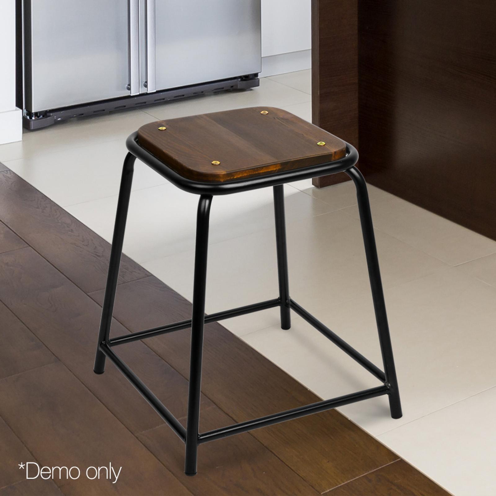 Artiss Set of 4 Pine Wood Bar Stools Black Bunnings Australia