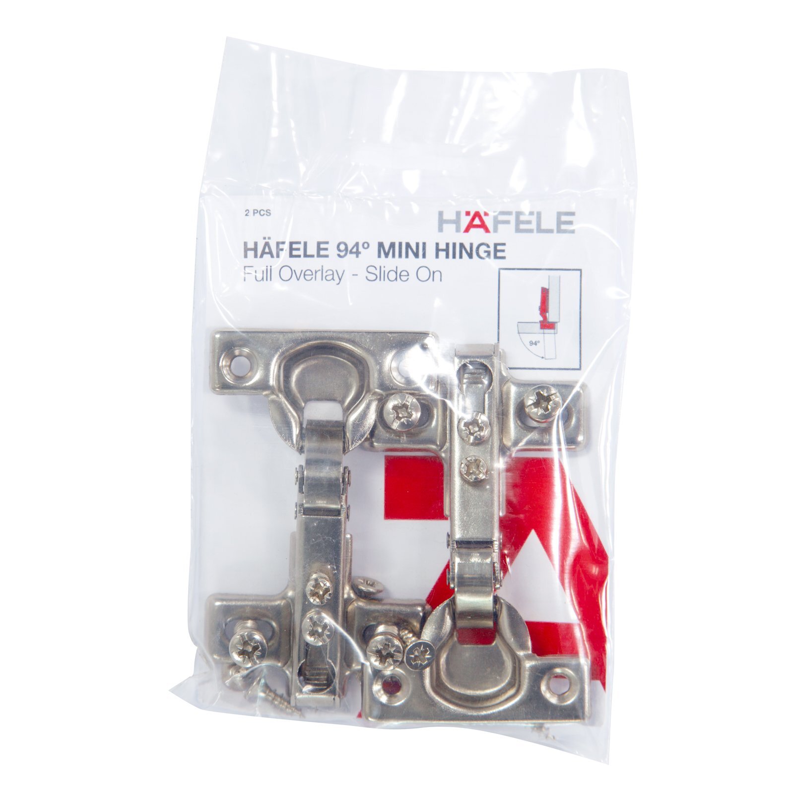 Hafele 94° Full Overlay Slide On Mini Hinge 1 Pair Bunnings Australia