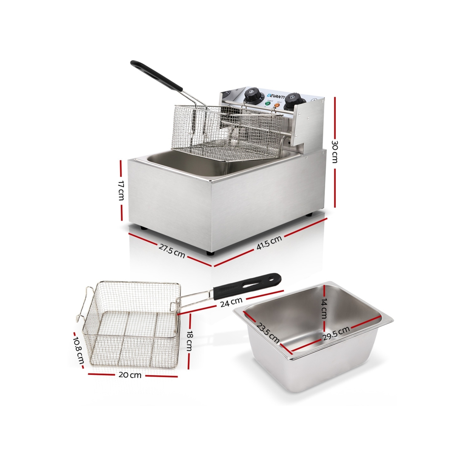 Devanti Electric Deep Fryer Stainless Steel Bunnings Australia