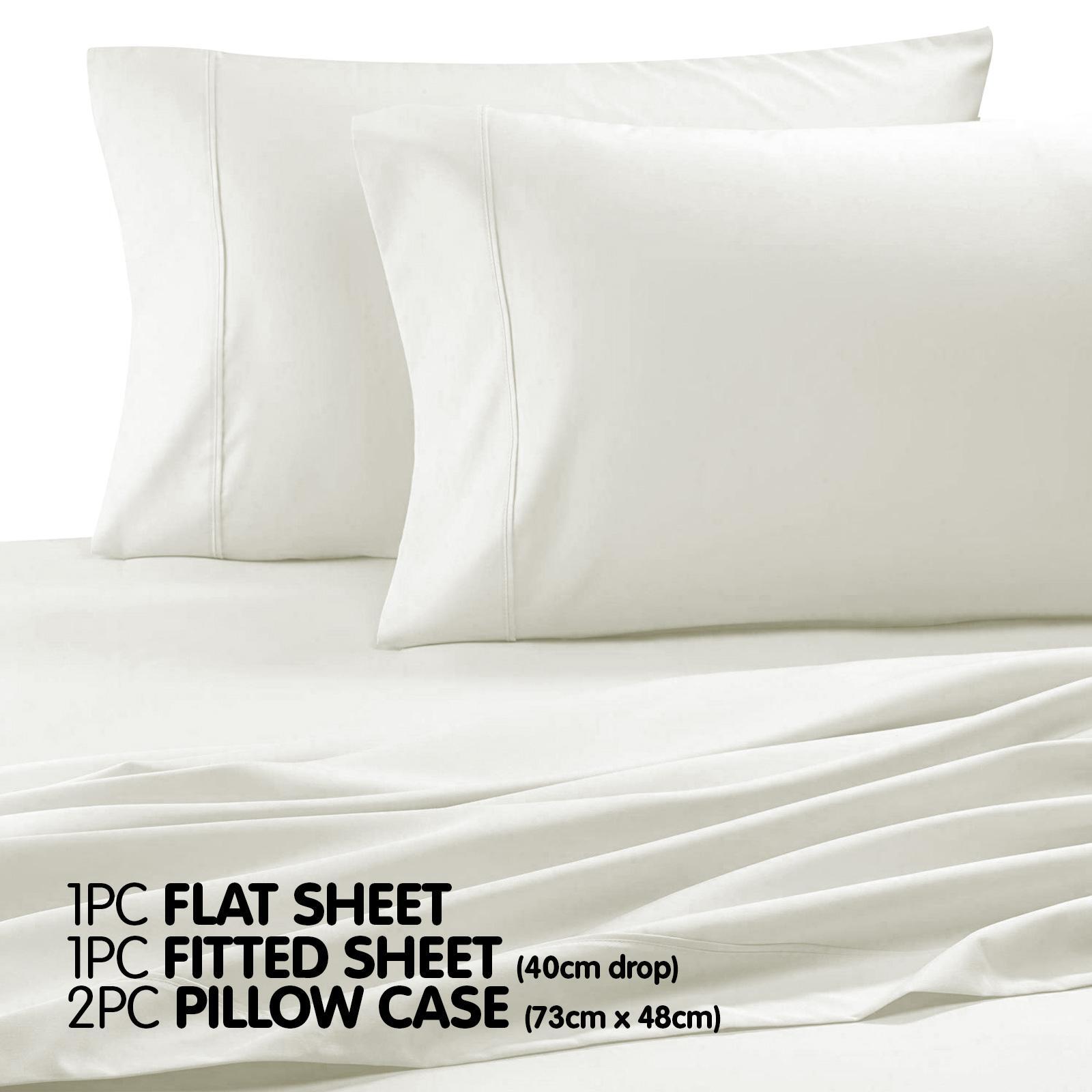 Laura Hill 1000TC 4pc Ivory Cotton Microfibre King Sheet Set Bunnings