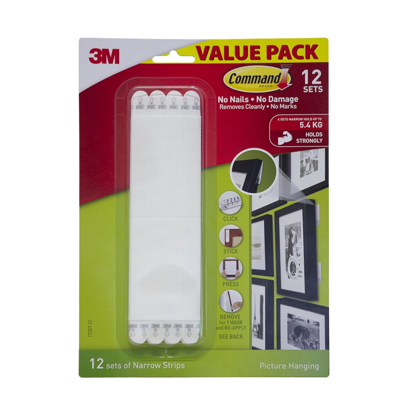 Command™ White Adhesive Narrow Picture Hanging Strips 12 Pack