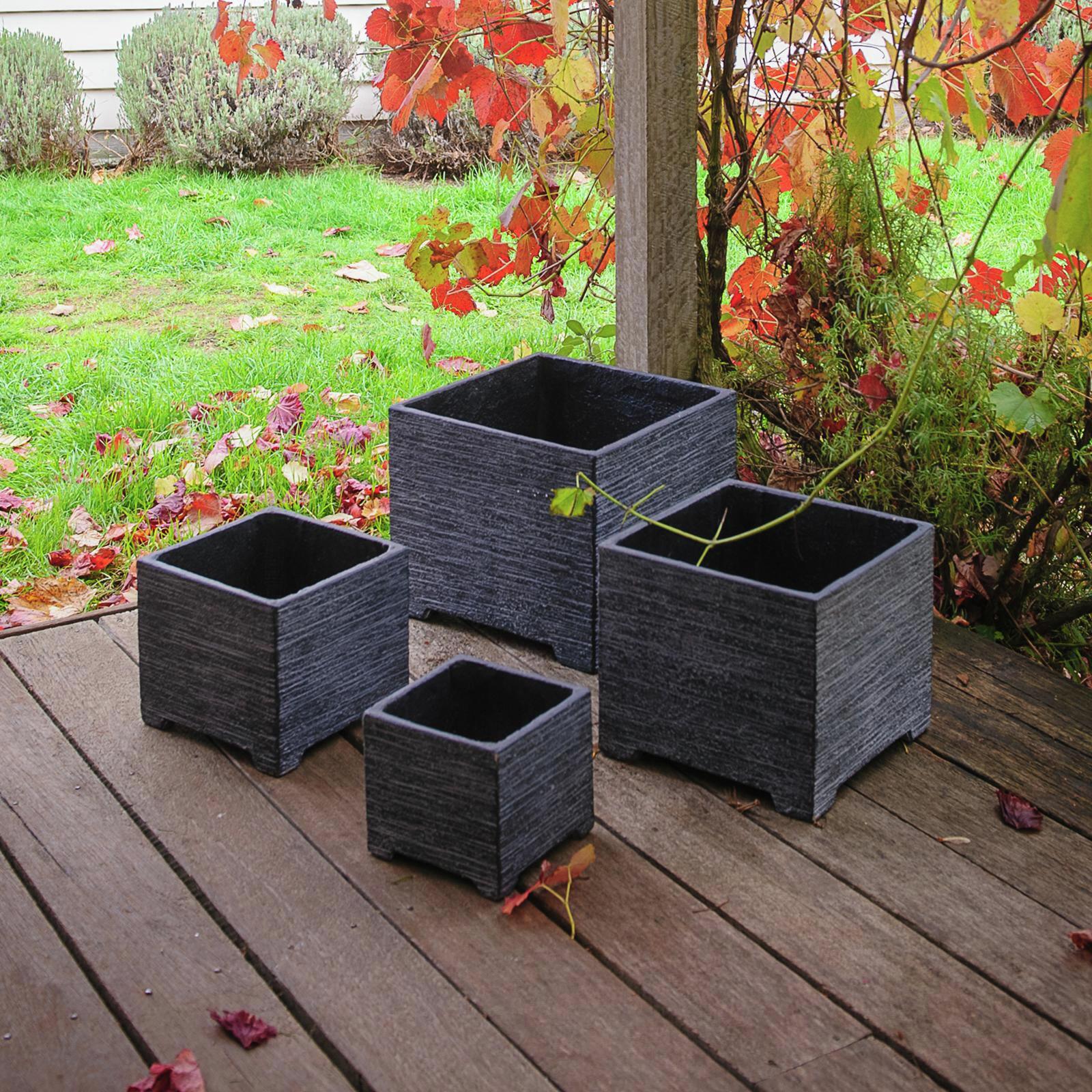 Tuscan Path 31cm StreamLite Cube with Feet Grey Pot Large Bunnings