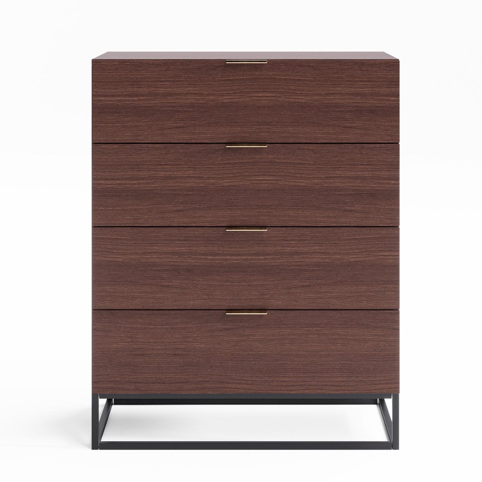 Walnut Four Drawer Wooden Chest of Drawers With Metal Base Bunnings