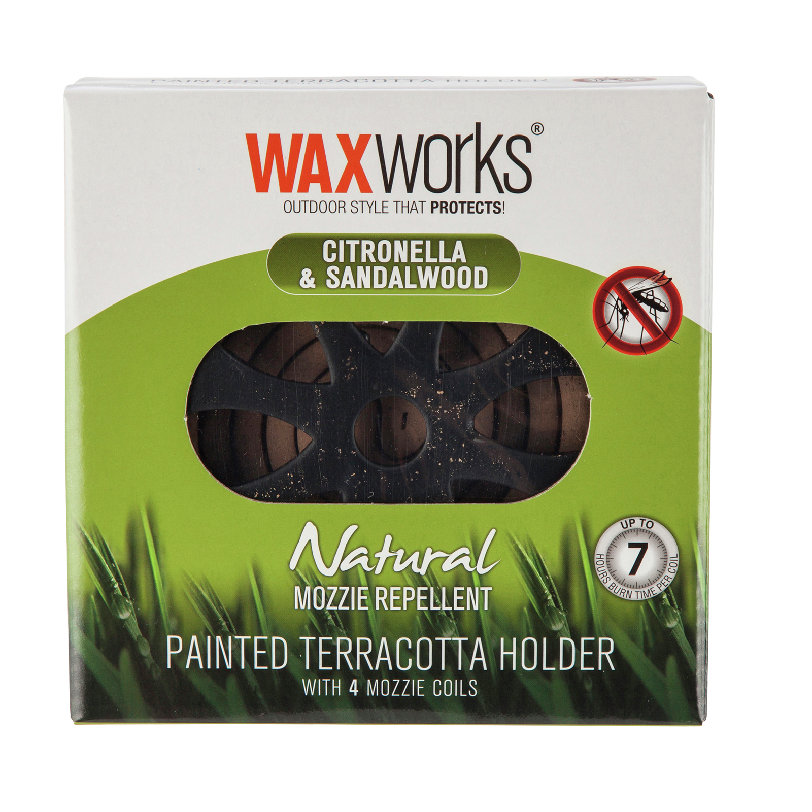 Waxworks Citronella and Sandalwood Mozzie Coils with Terracotta