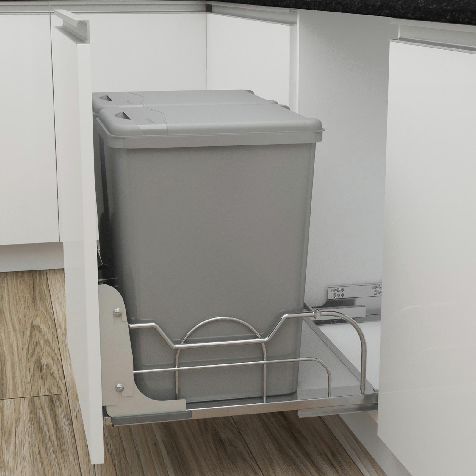 RevAShelf 30L Dual Pull Out Waste Container With Bin And Lid