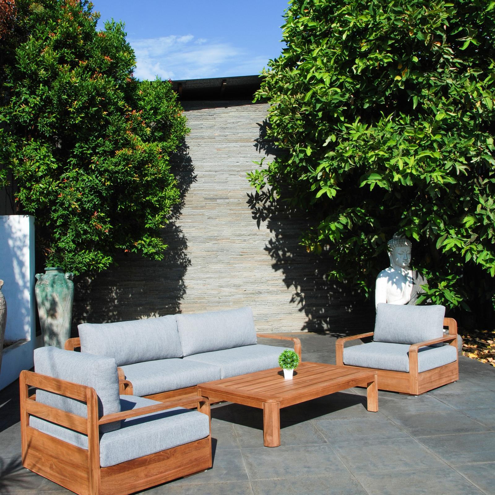 Mimosa Mandala Teak Timber Setting Corner Lounge 4 Piece Bunnings