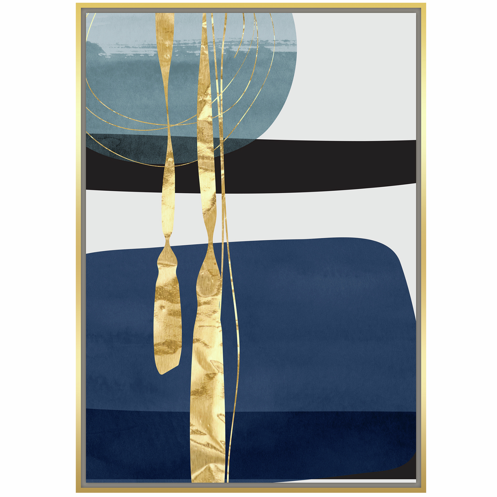 Cooper & Co. 102 x 143cm Blue & Gold Abstract Foil Canvas Framed Wall