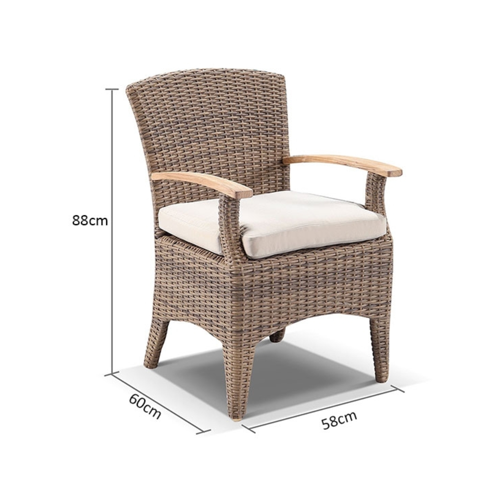 Outdoor Kai Wicker And Teak Dining Arm Chair In Half Round Wicker Bunnings Australia