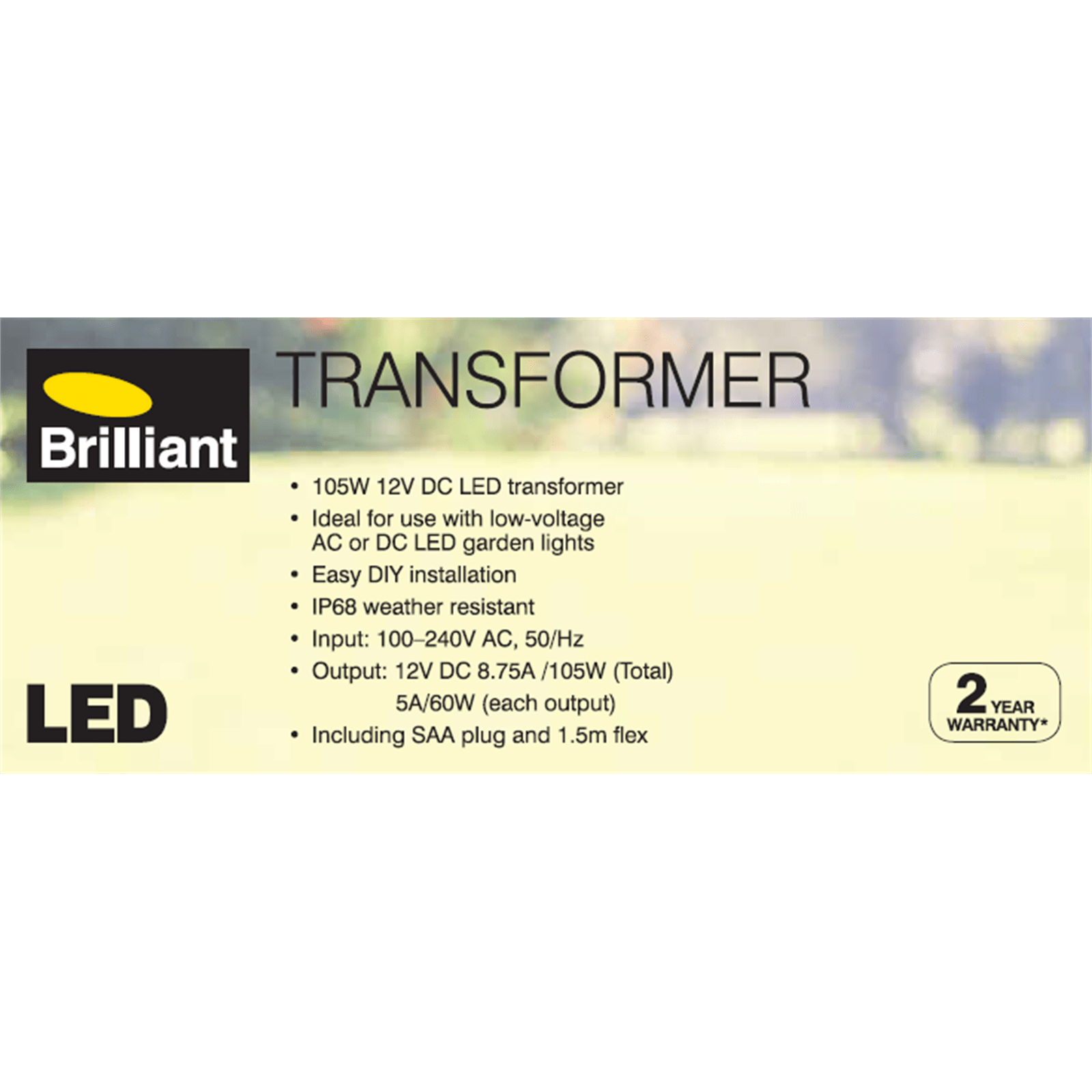 Brilliant 12V 105W DC Universal LED Garden DIY Transformer Bunnings
