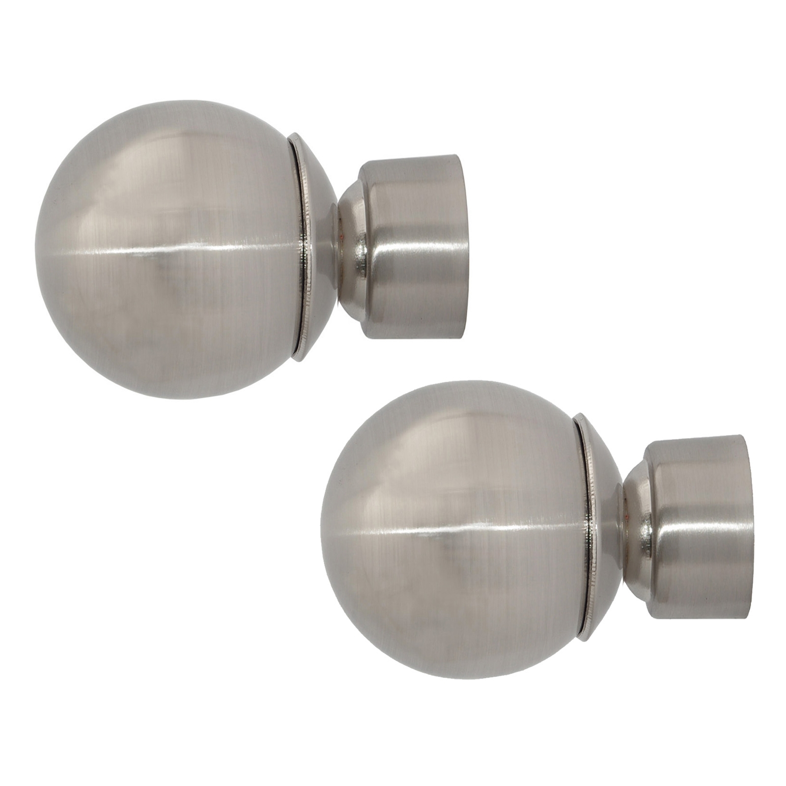 Pillar 58mm Ball Finial to suit 25mm Rod Brushed Chrome 2 Pack