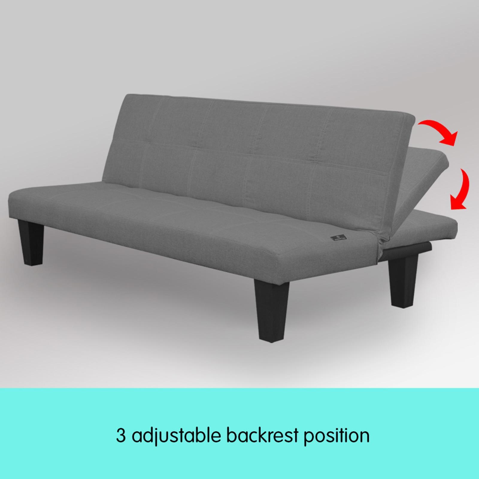 Sarantino 2 Seater Dark Grey Linen Fabric Sofa Bed Couch Bunnings